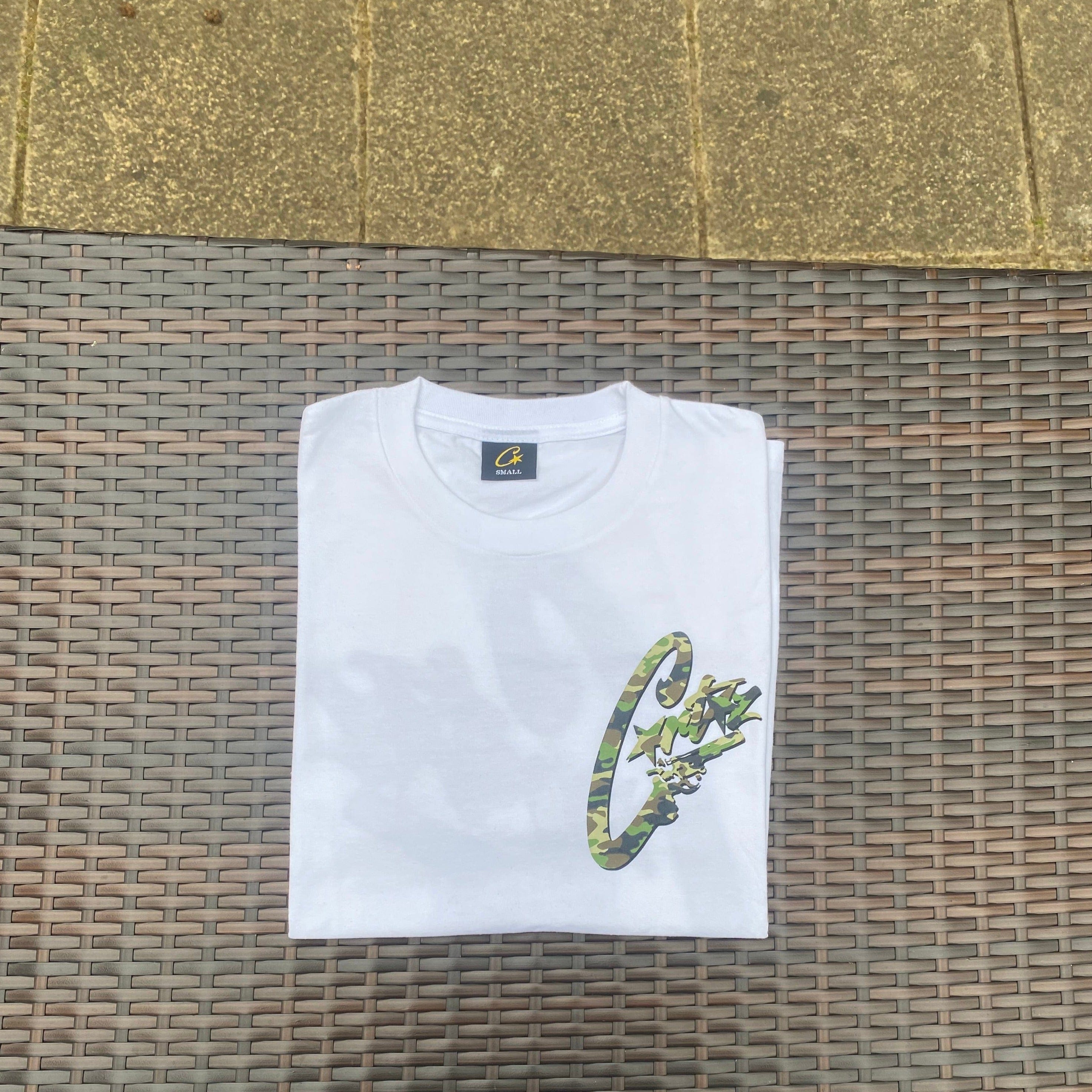Corteiz White/Camo "Gunslinger" T Shirt