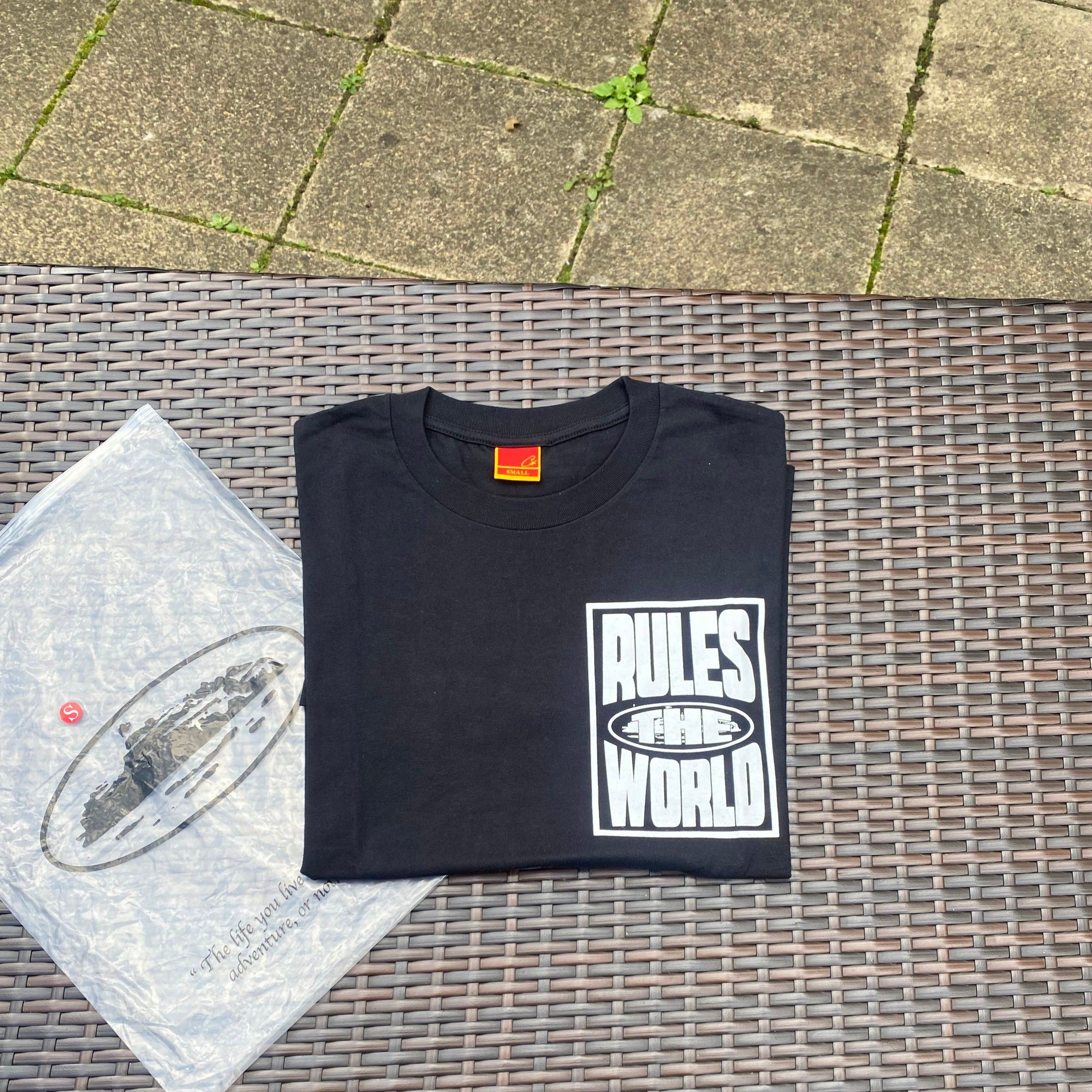 Corteiz Black "Rules The World" T Shirt