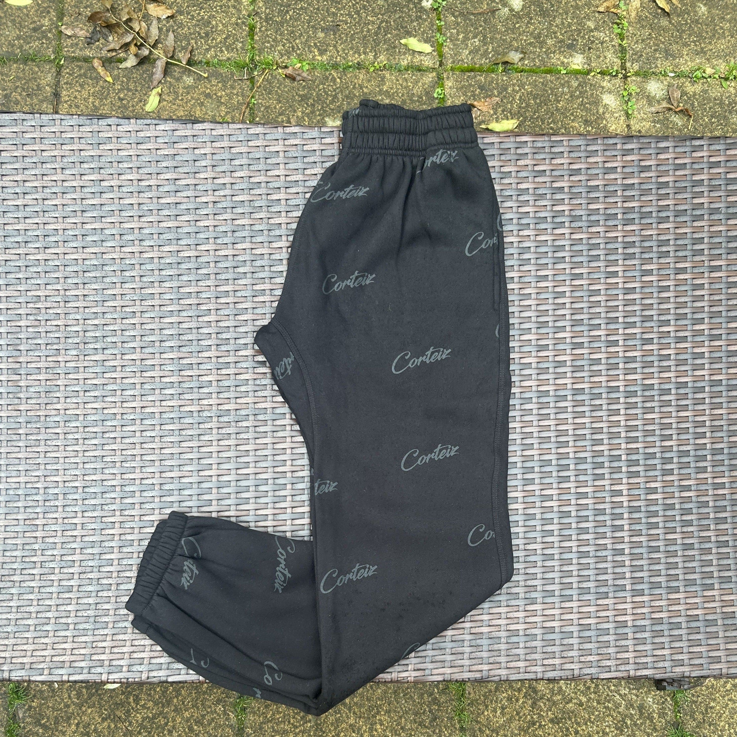 Corteiz Triple Black "Print" Joggers
