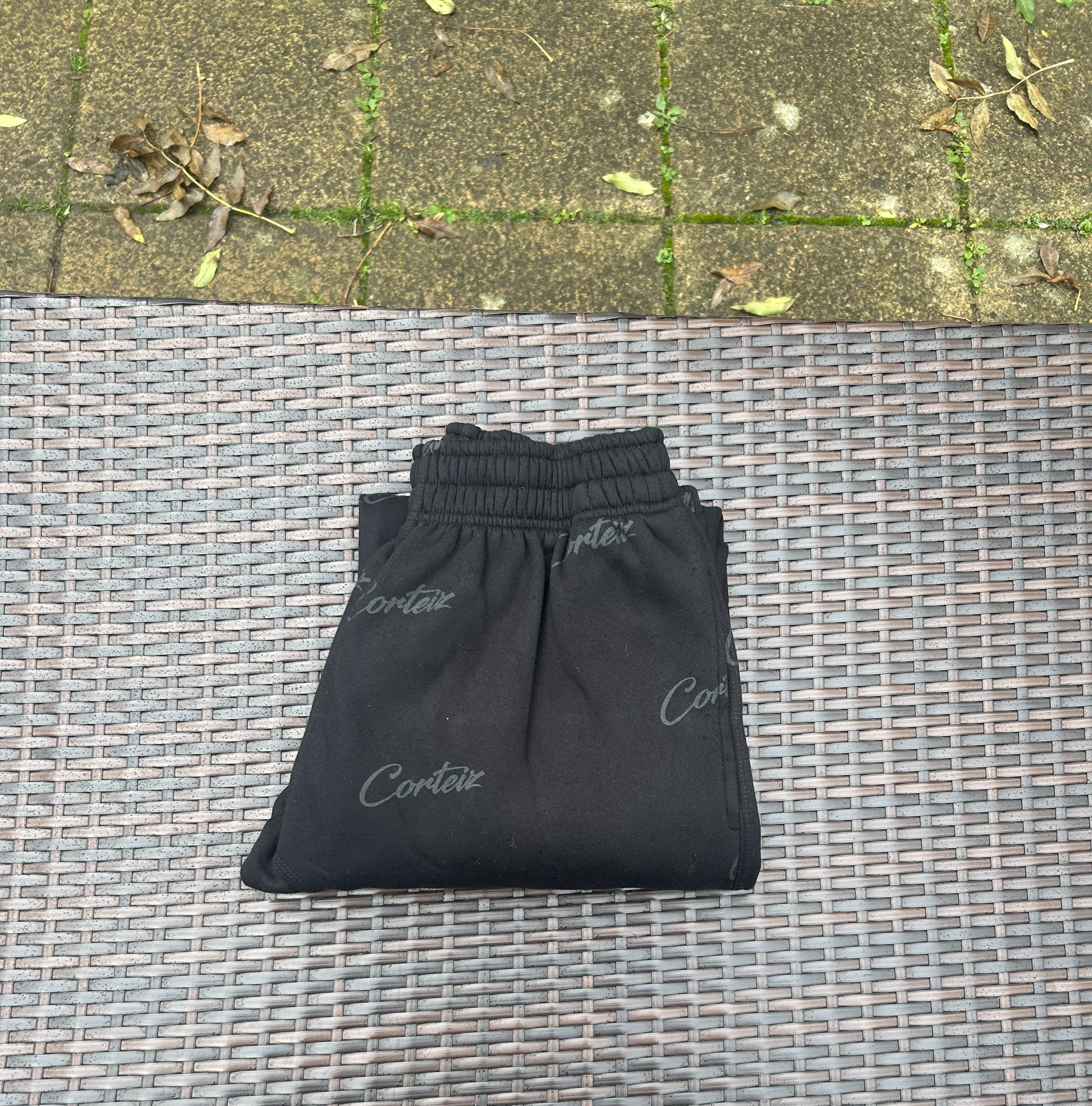 Corteiz Triple Black "Print" Joggers