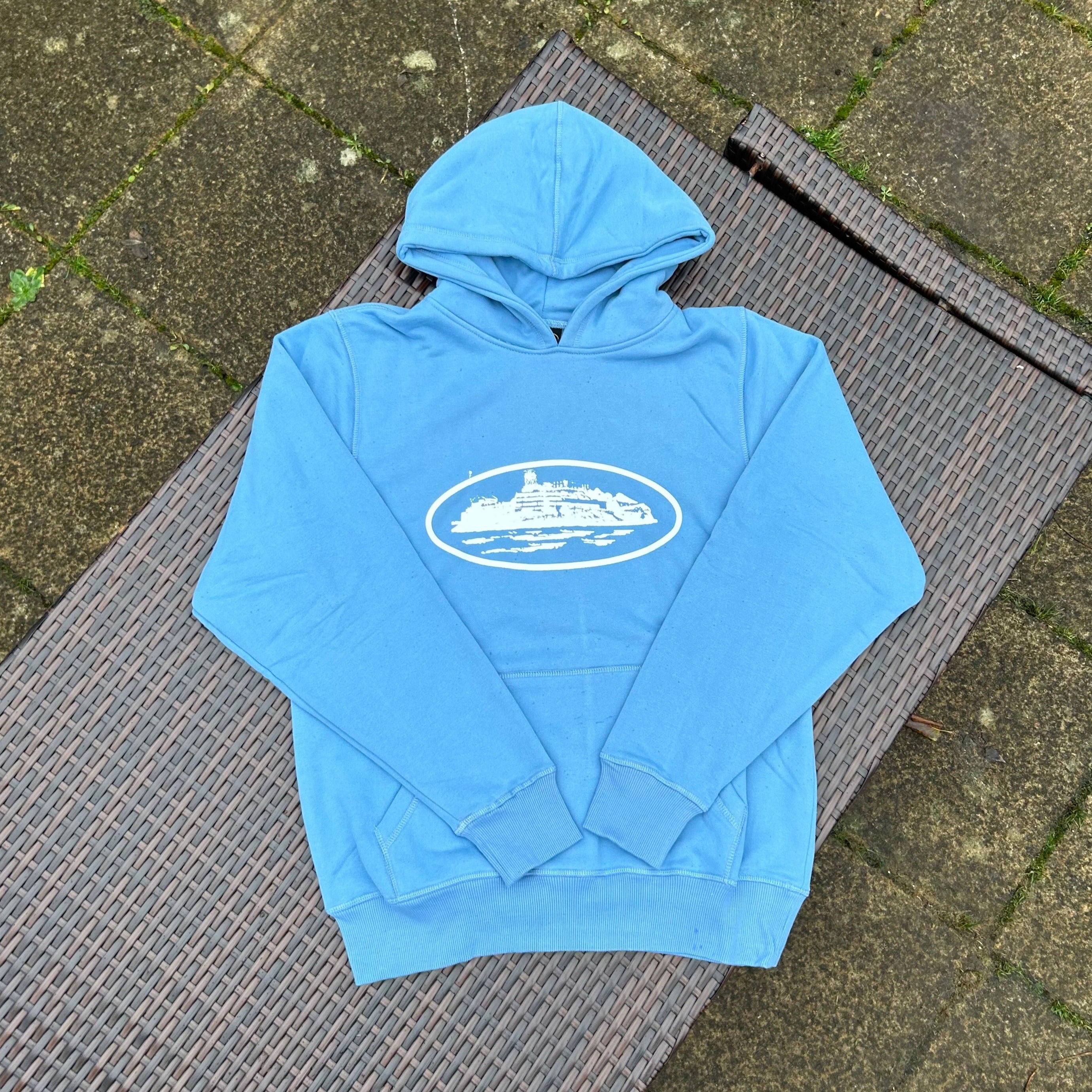 Corteiz Baby Blue/White "Alcatraz" Hoodie