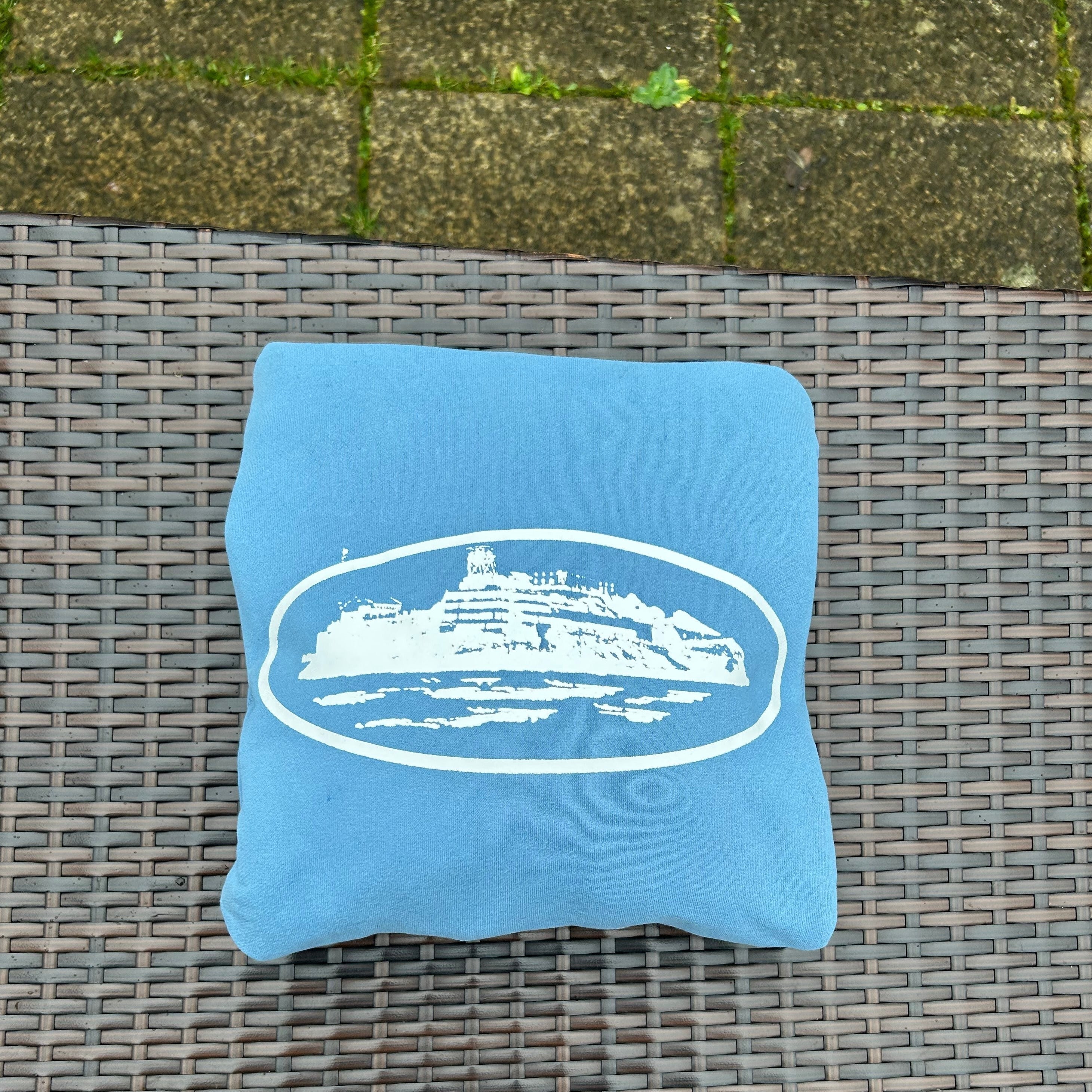 Corteiz Baby Blue/White "Alcatraz" Hoodie