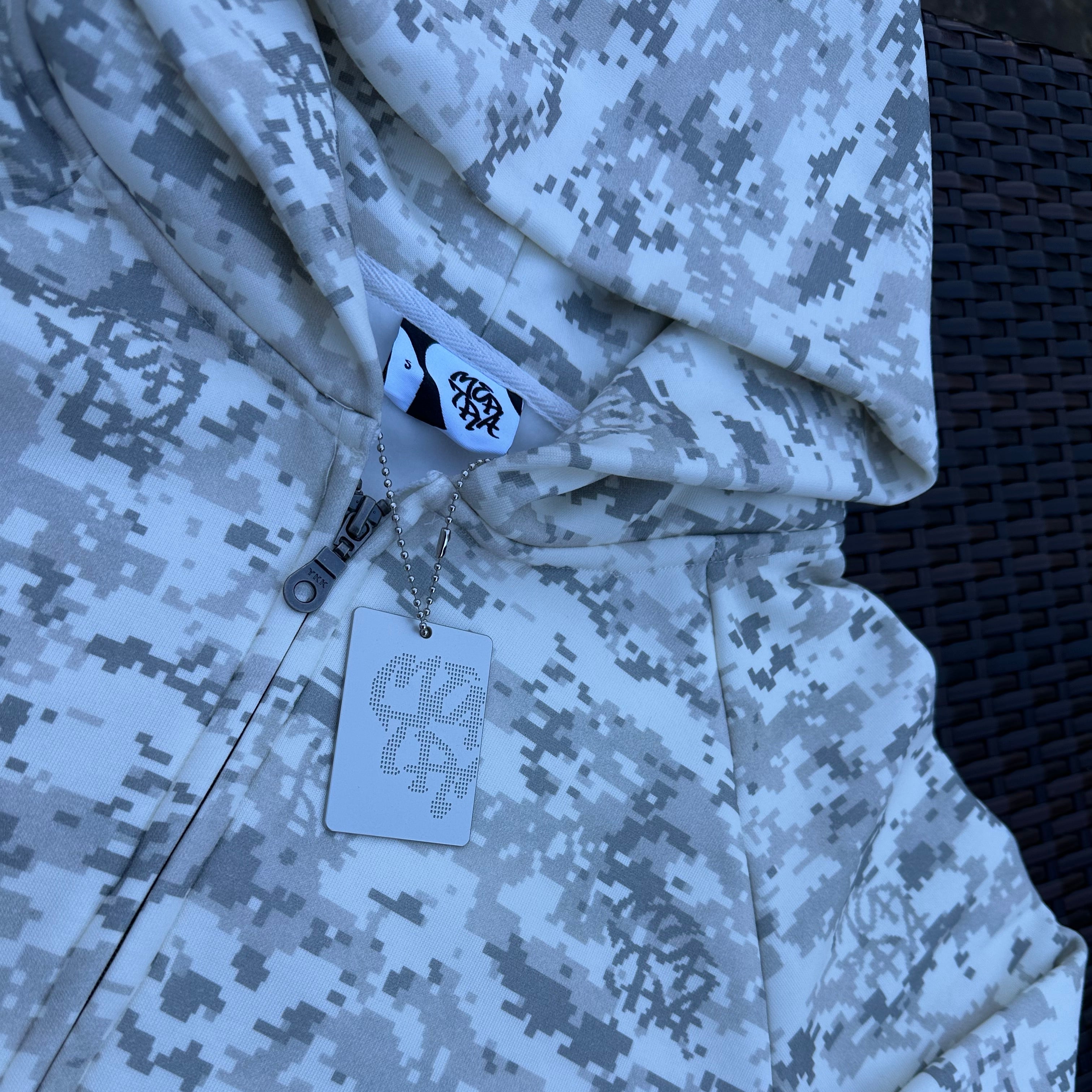 Mertra Light Grey Camo Glitch Hoodie