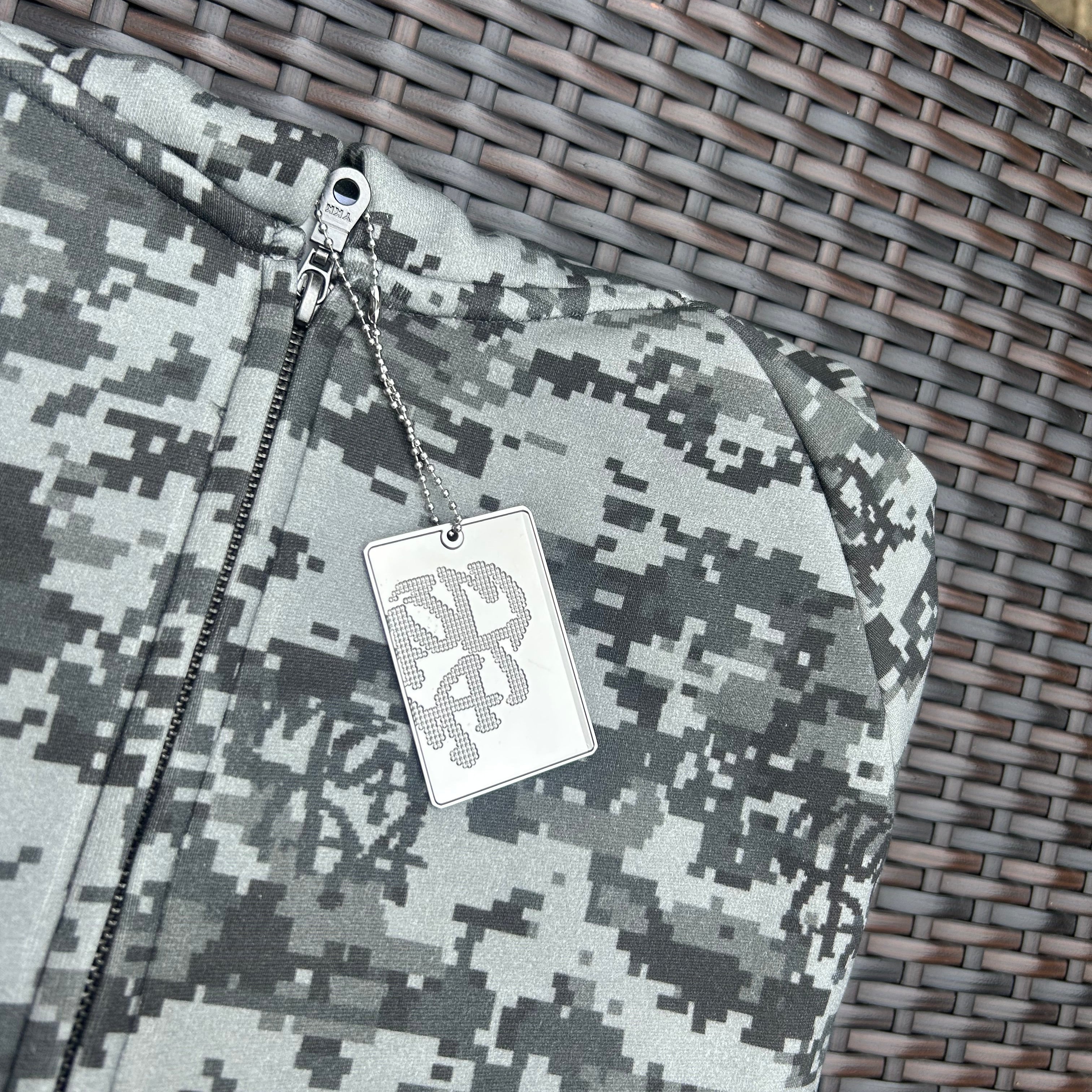 Mertra Grey Camo Glitch Hoodie