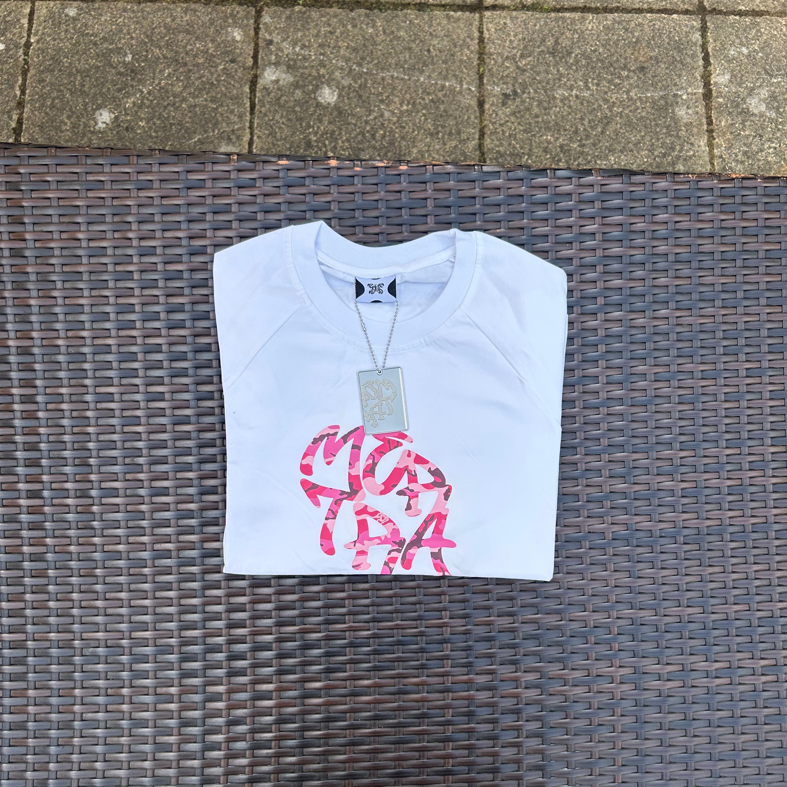 Mertra White/Pink Camo Glitch T Shirt