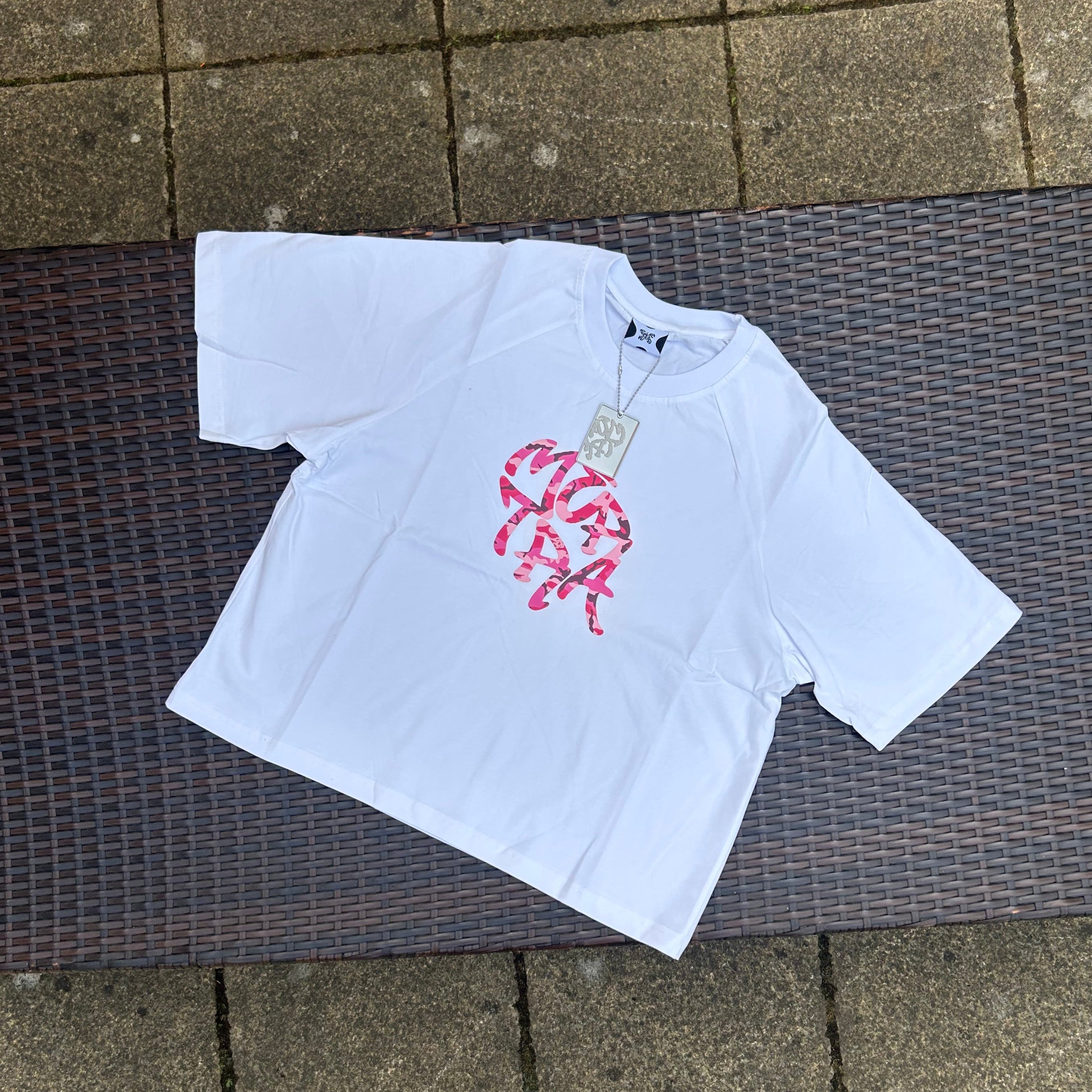 Mertra White/Pink Camo Glitch T Shirt