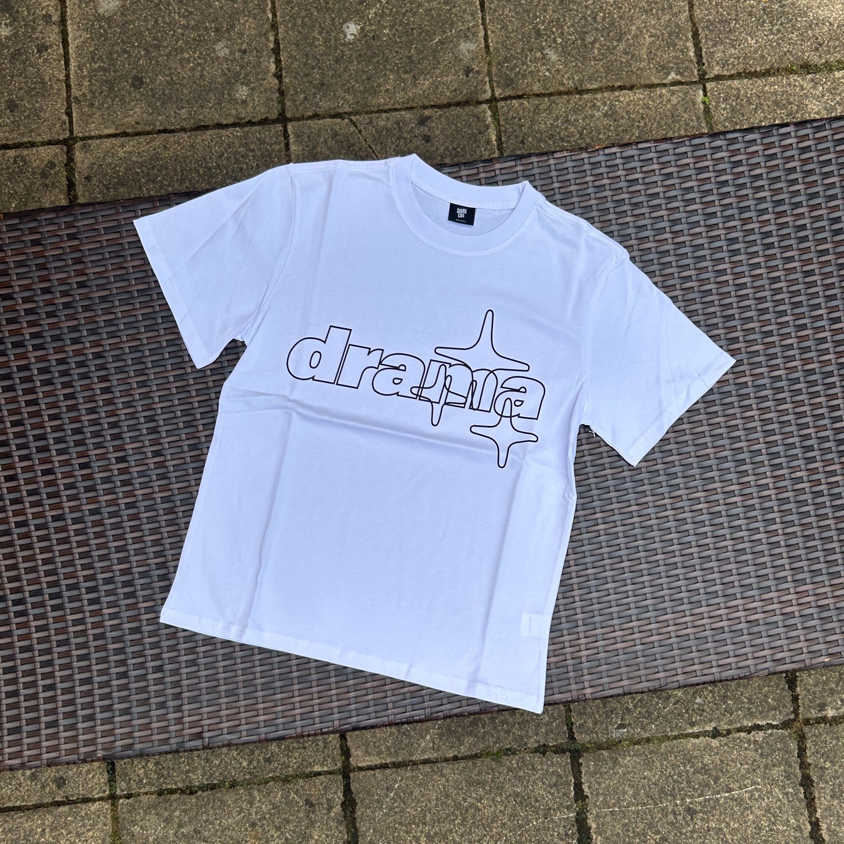 Drama Call White/Black Logo T Shirt