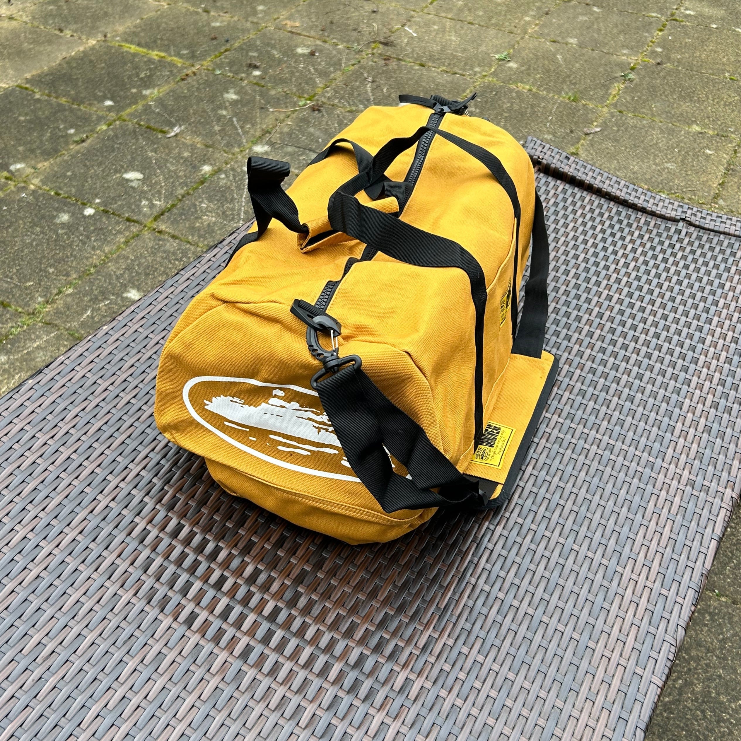 Corteiz Dark Yellow Alcatraz Grindwear Duffle Bag
