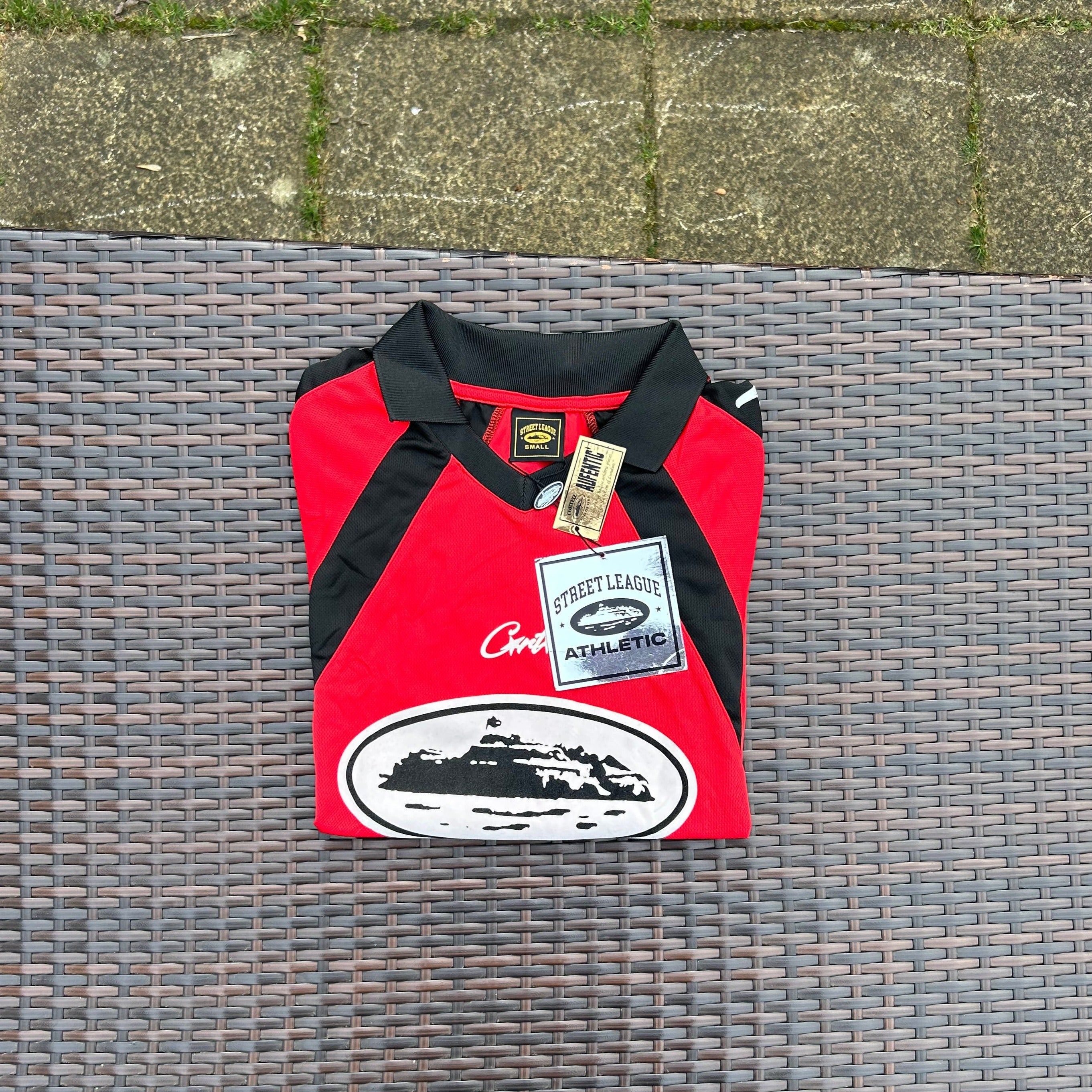 Corteiz Red/Black Alcatraz Football Jersey