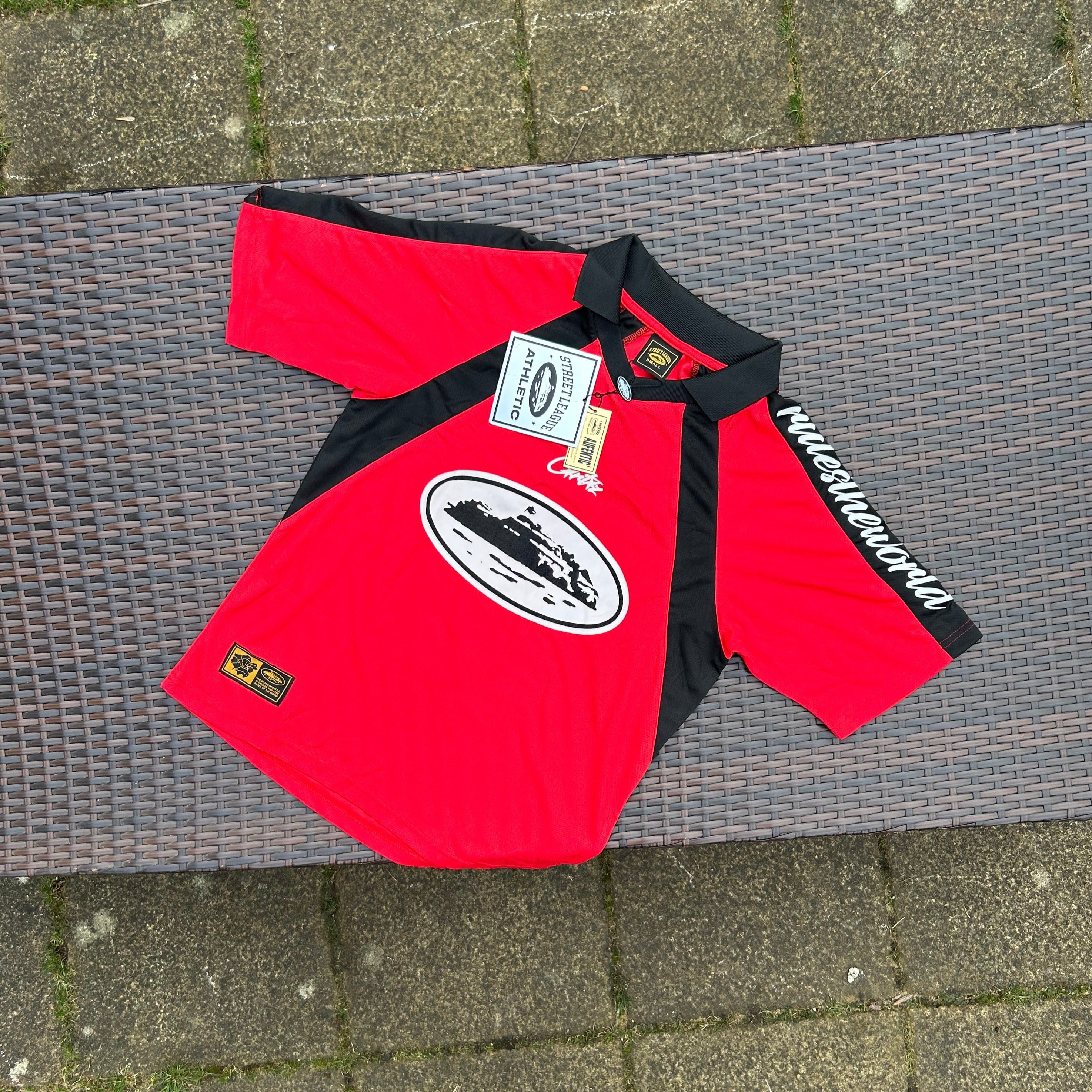 Corteiz Red/Black Alcatraz Football Jersey