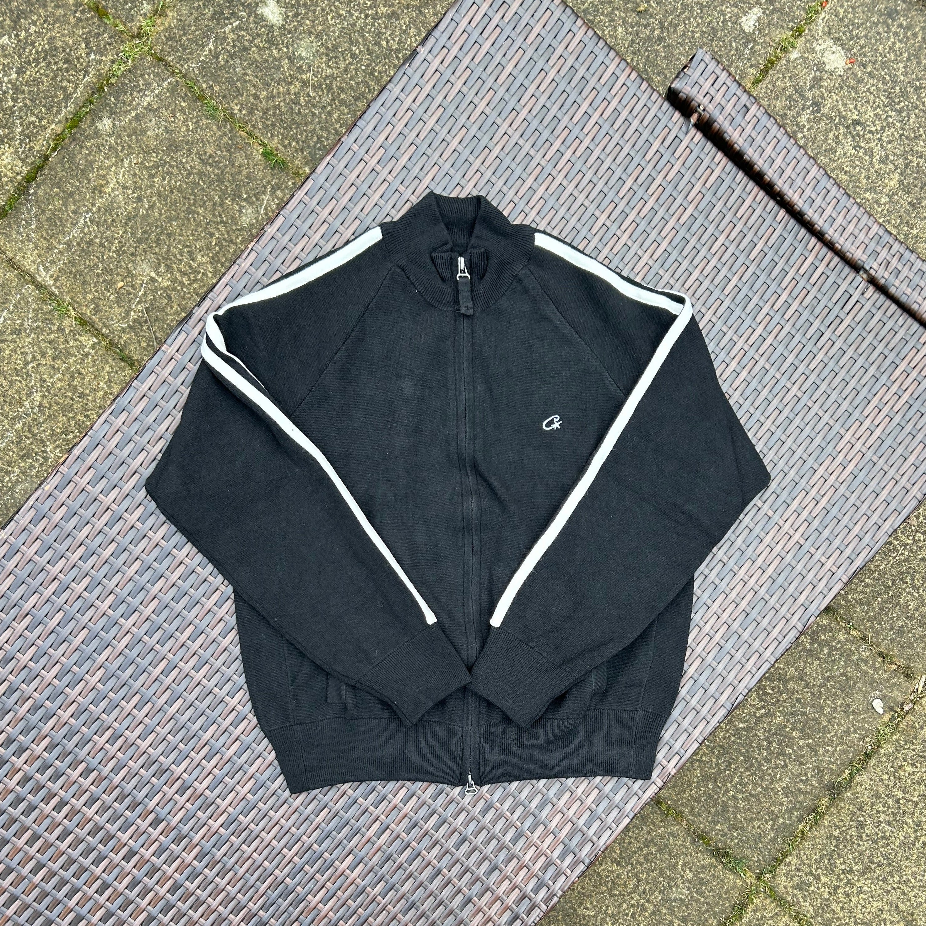 Corteiz Black/White Knit Zip Up Fleece