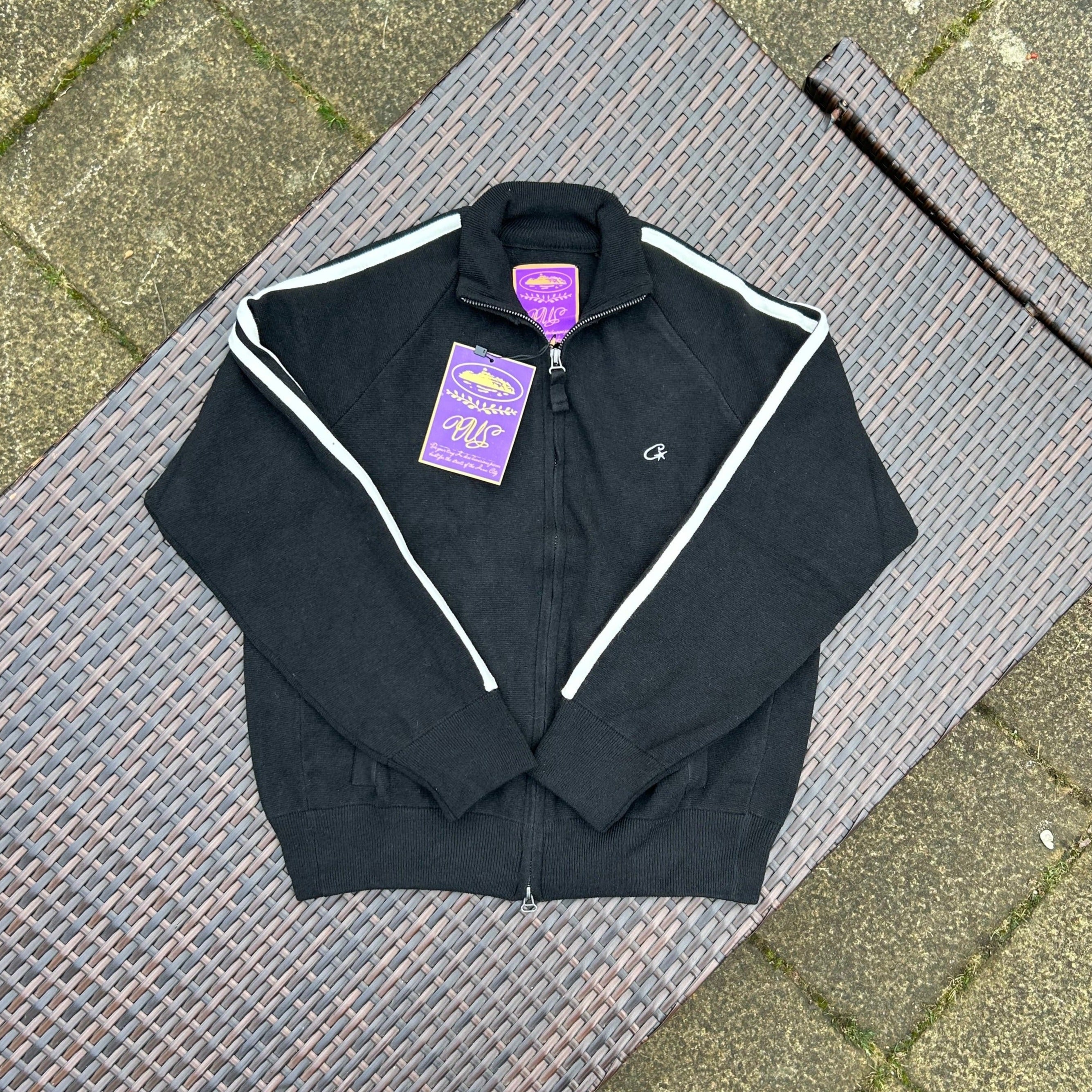 Corteiz Black/White Knit Zip Up Fleece