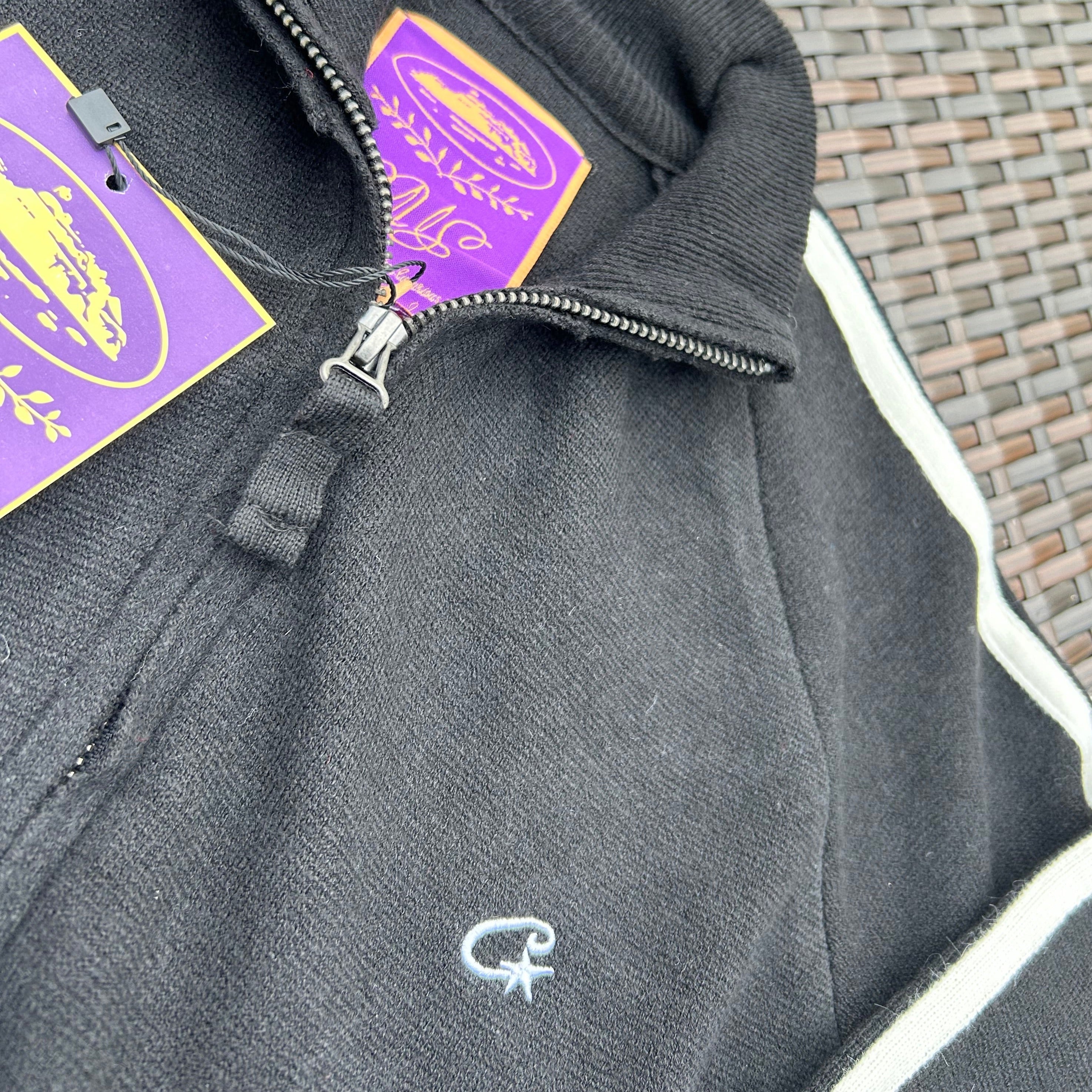 Corteiz Black/White Knit Zip Up Fleece