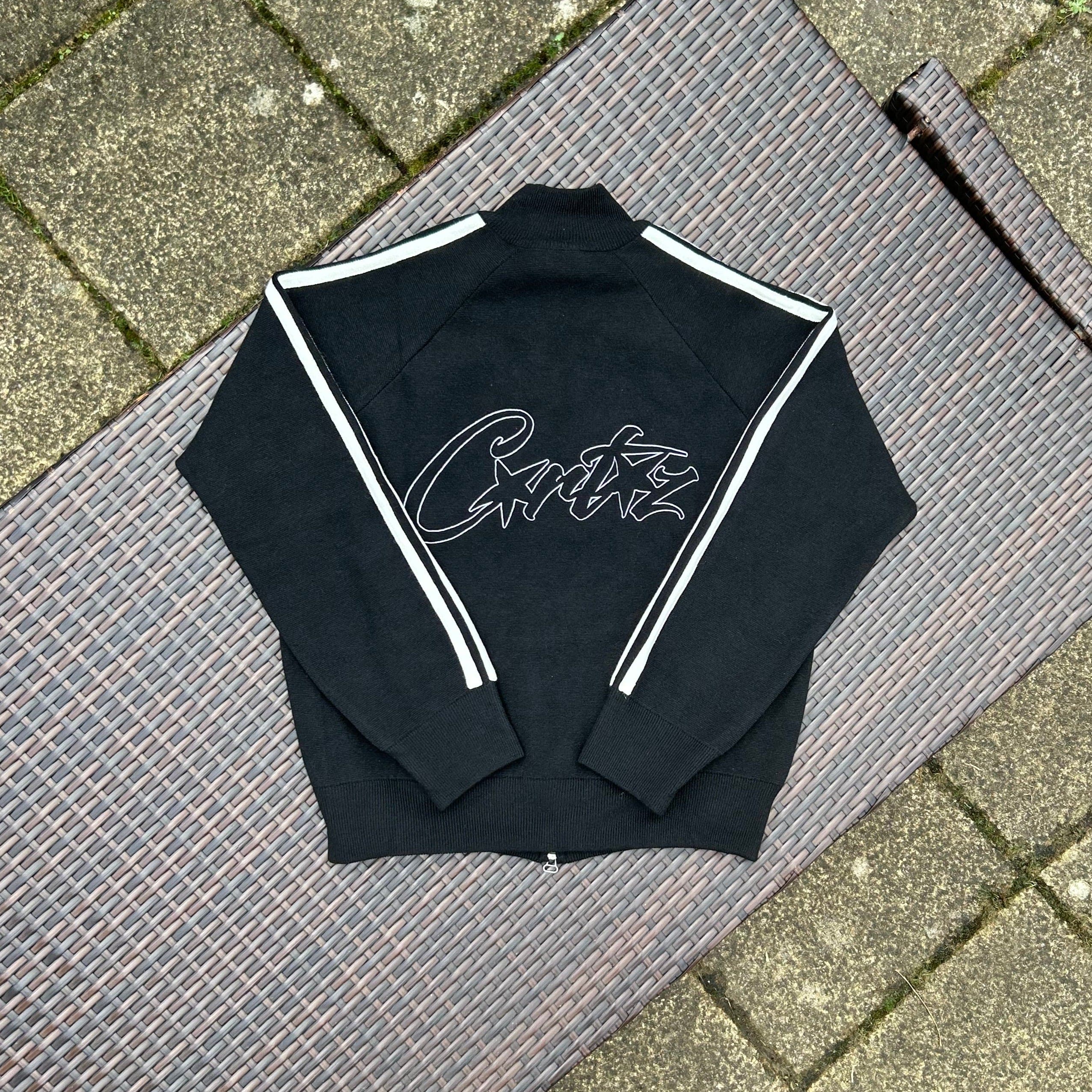 Corteiz Black/White Knit Zip Up Fleece