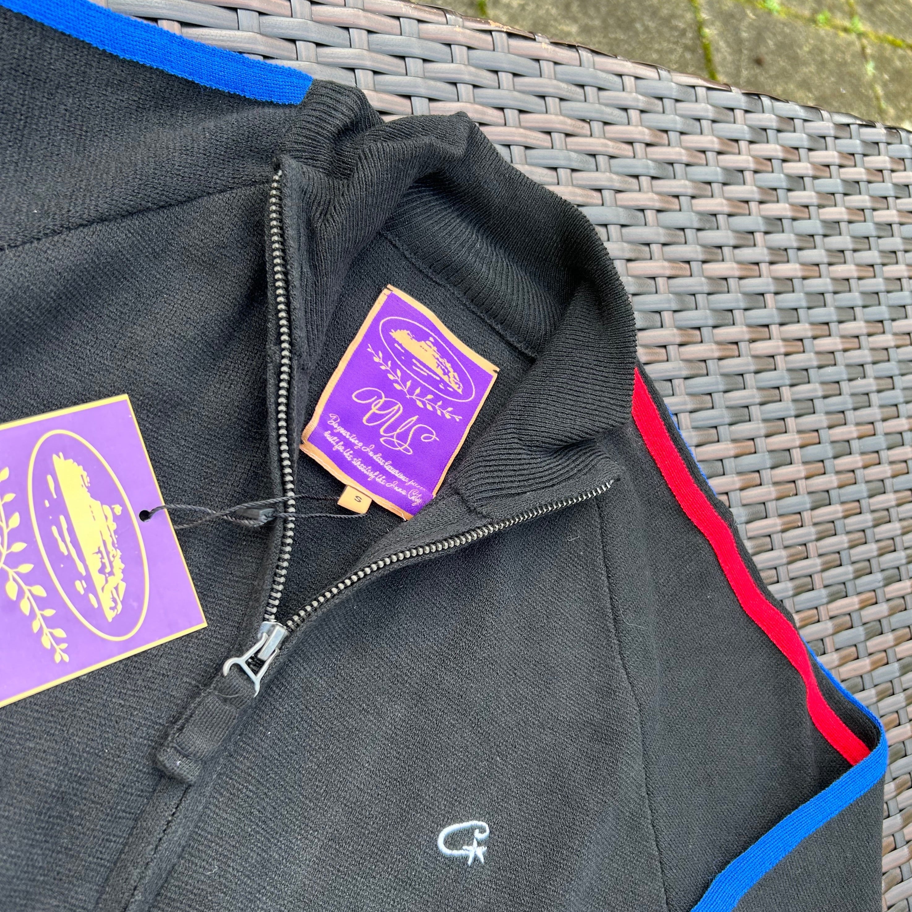 Corteiz Black/Blue/Red Knit Zip Up Fleece