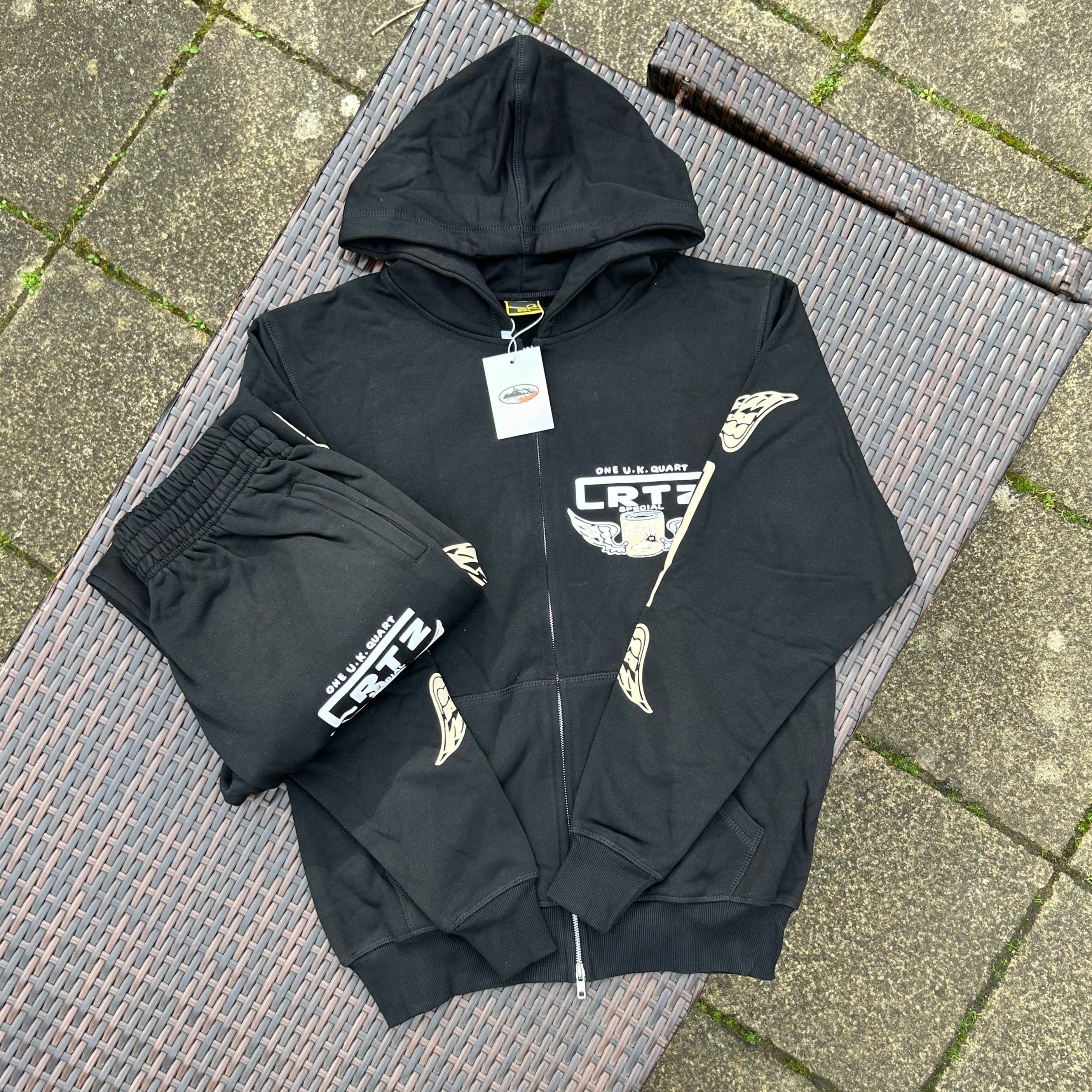Corteiz "Gasolina" Black Zip-Up Tracksuit