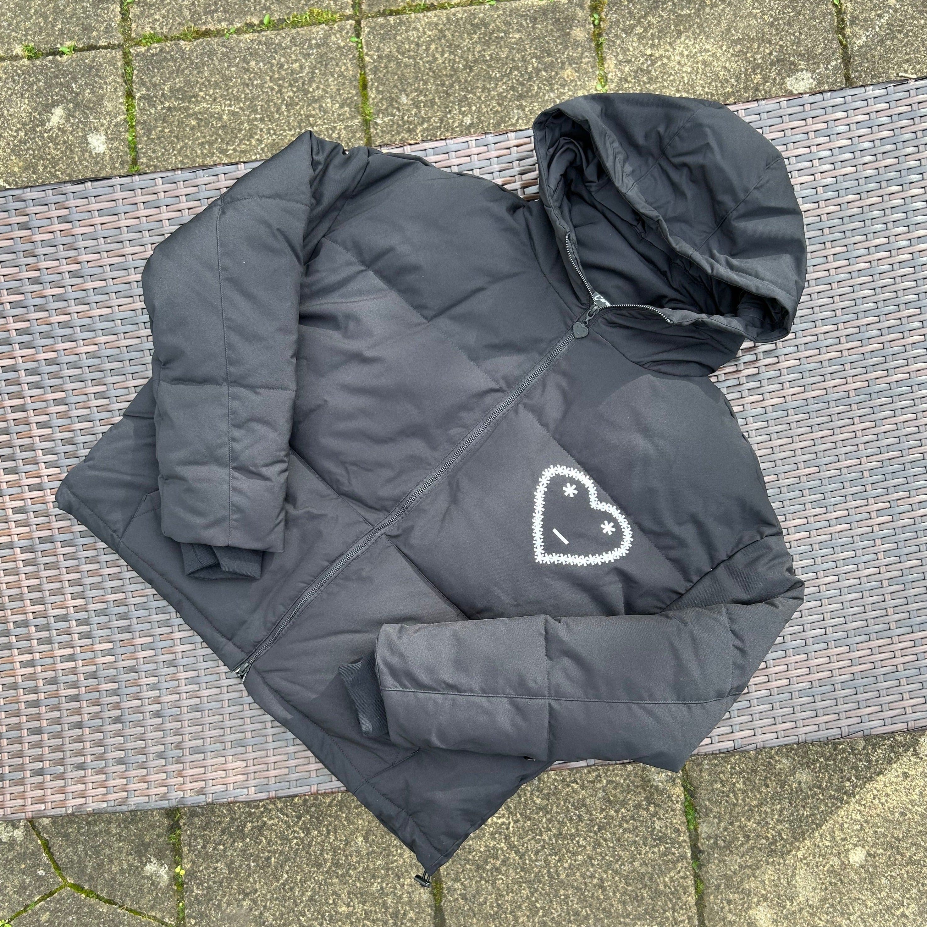 Carsicko Black Logo Hooded Puffer Jacket