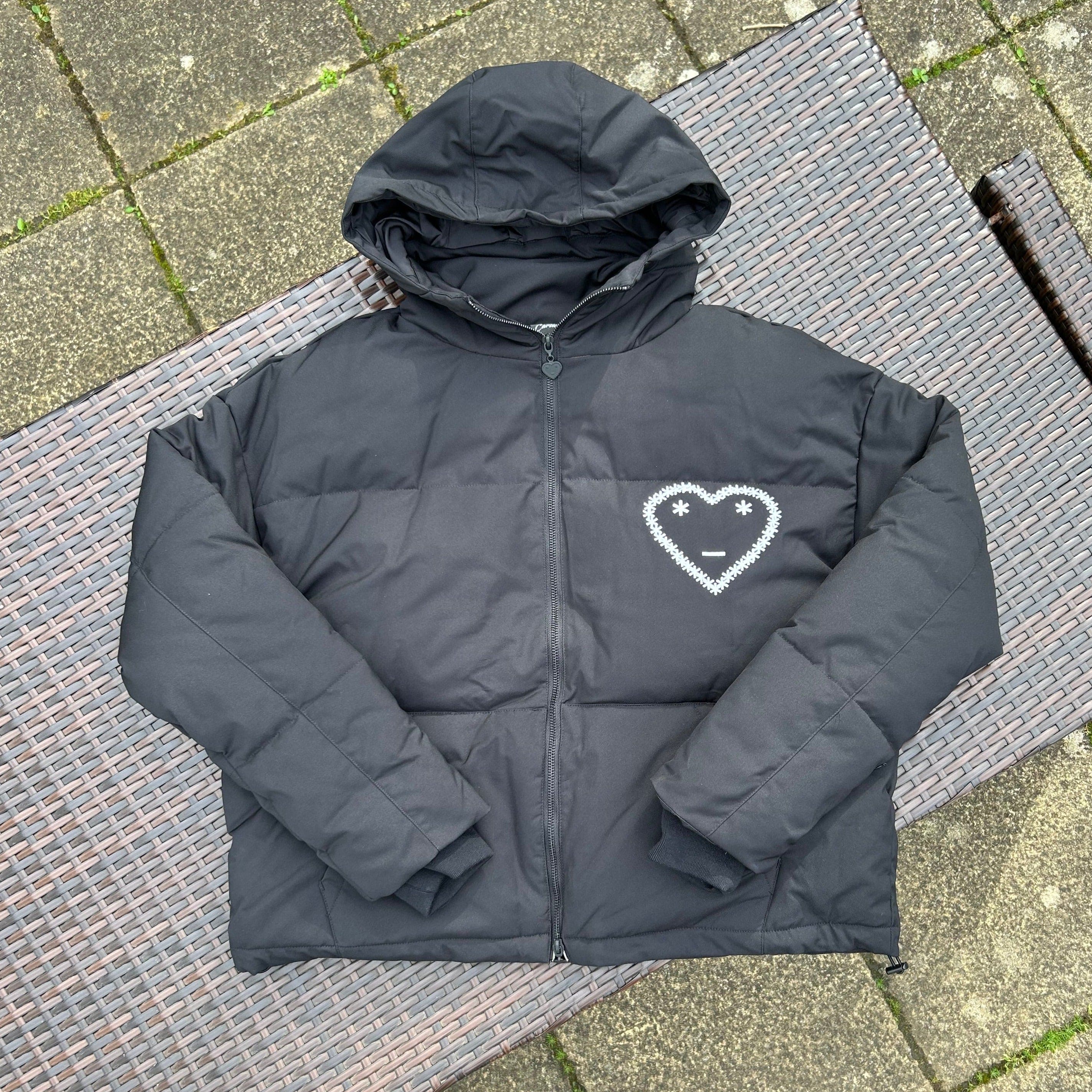 Carsicko Black Logo Hooded Puffer Jacket