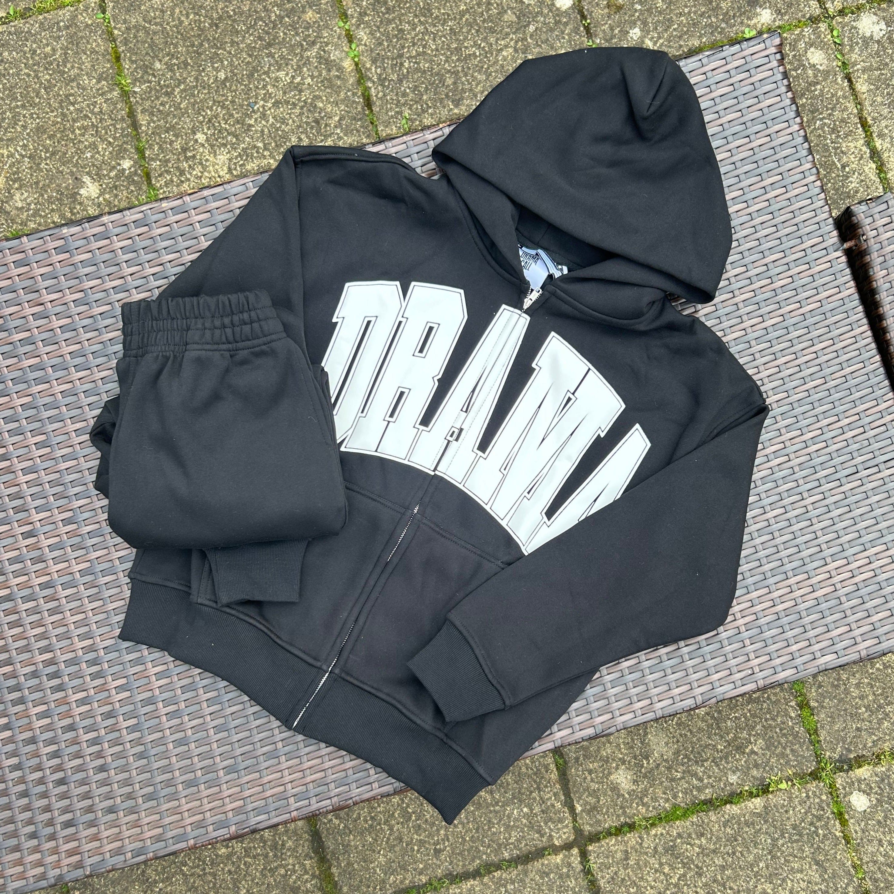 Drama Call Black/White Zip Up Tracksuit