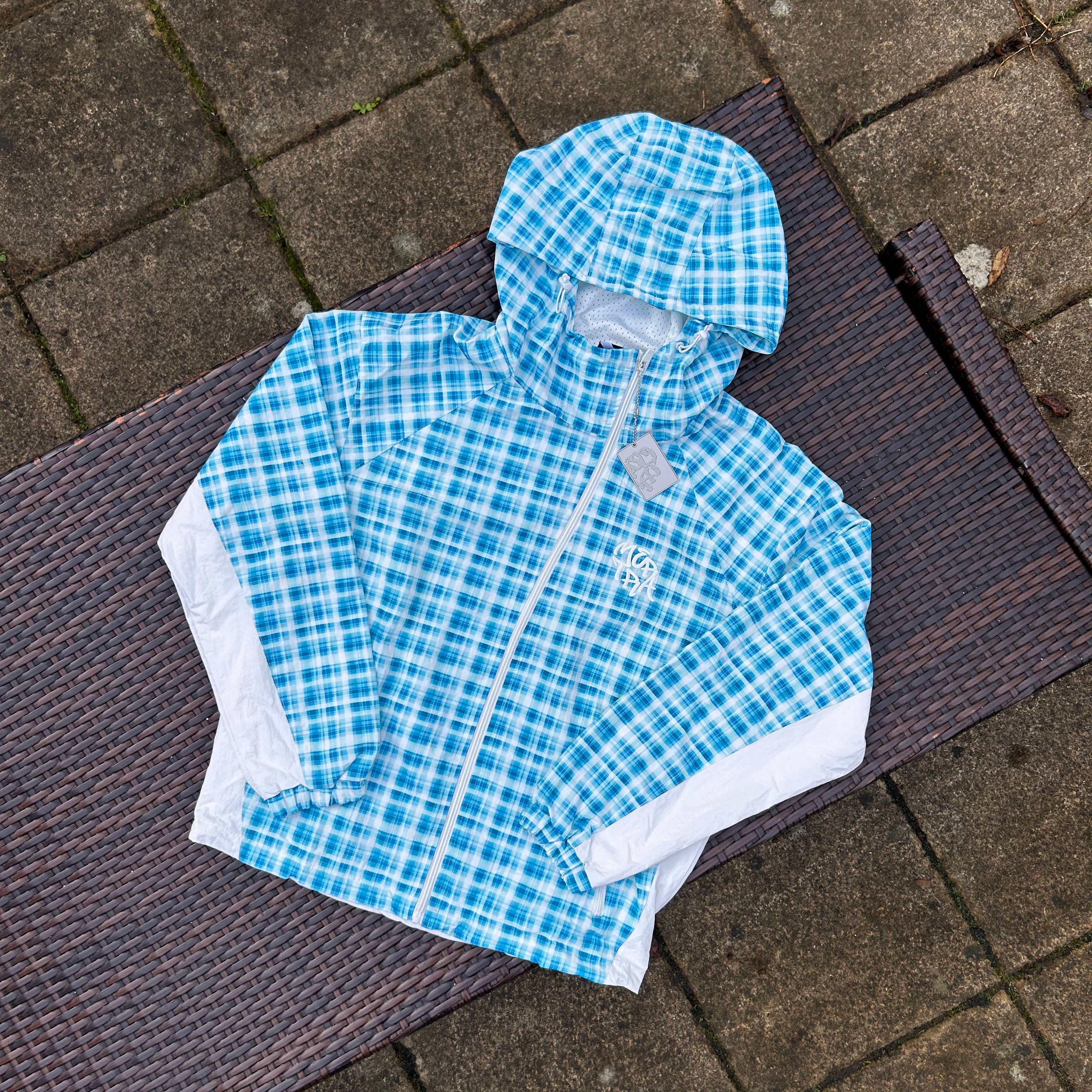 Mertra Asymmetrical Plaid Windbreaker