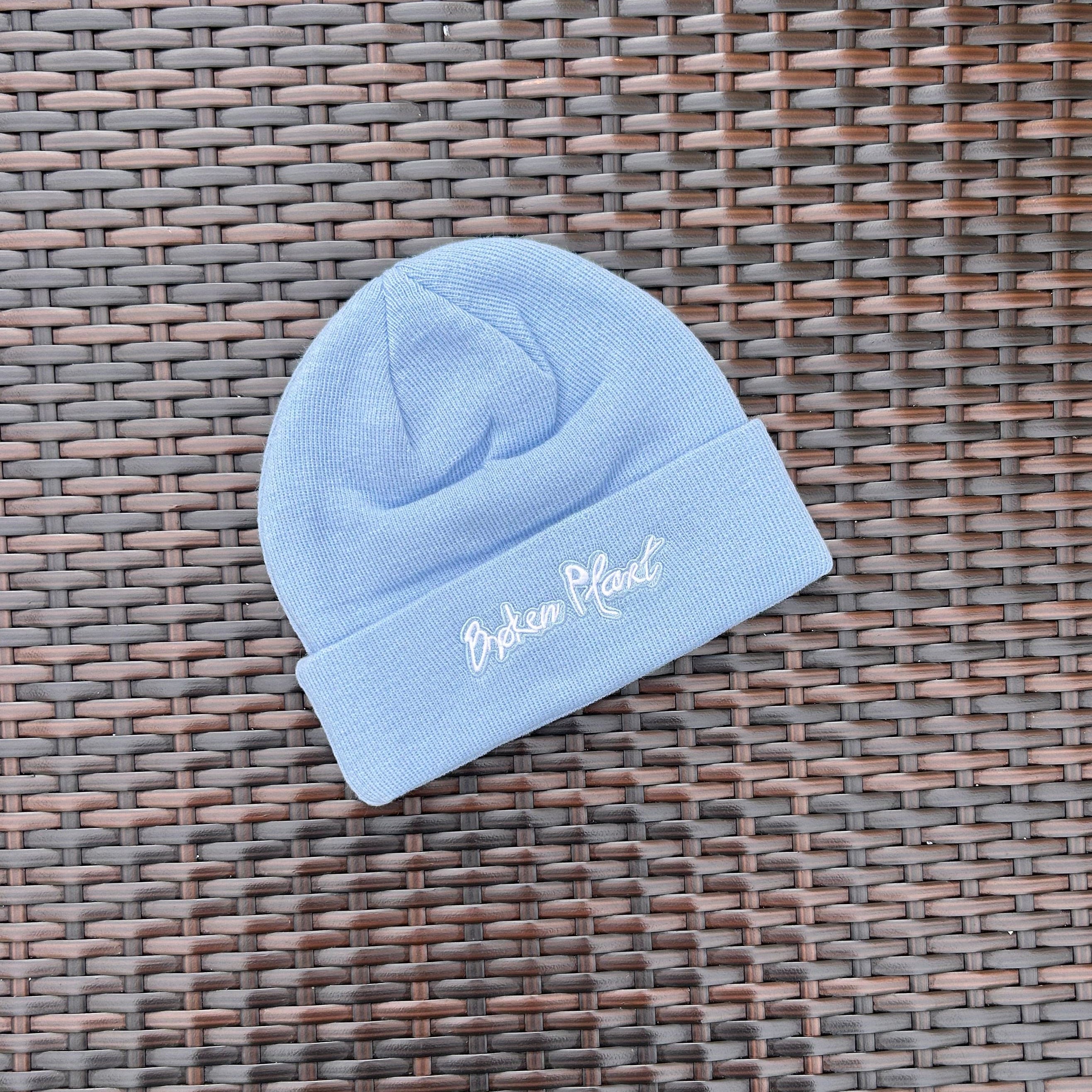 Broken Planet Fold Over Light Blue Beanie