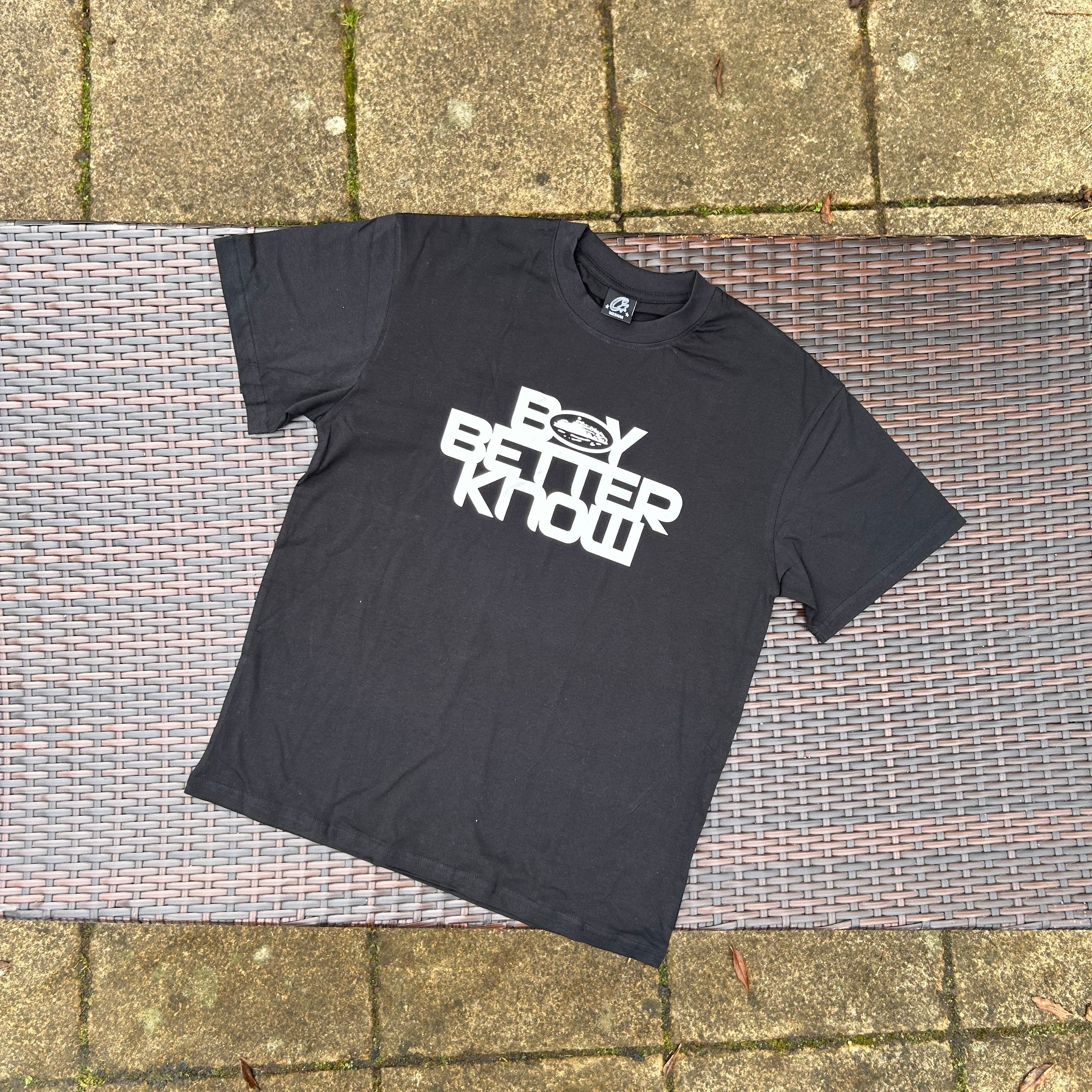 Corteiz Black/White "Boy Better Know" T Shirt