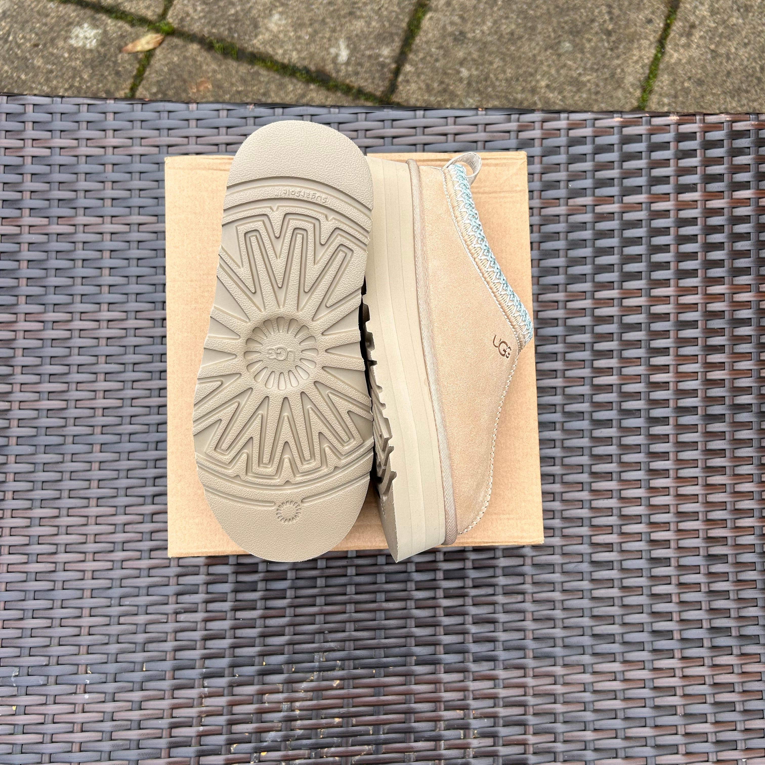 Ugg Women's 'Light Blue/Beige' High Platform Slippers