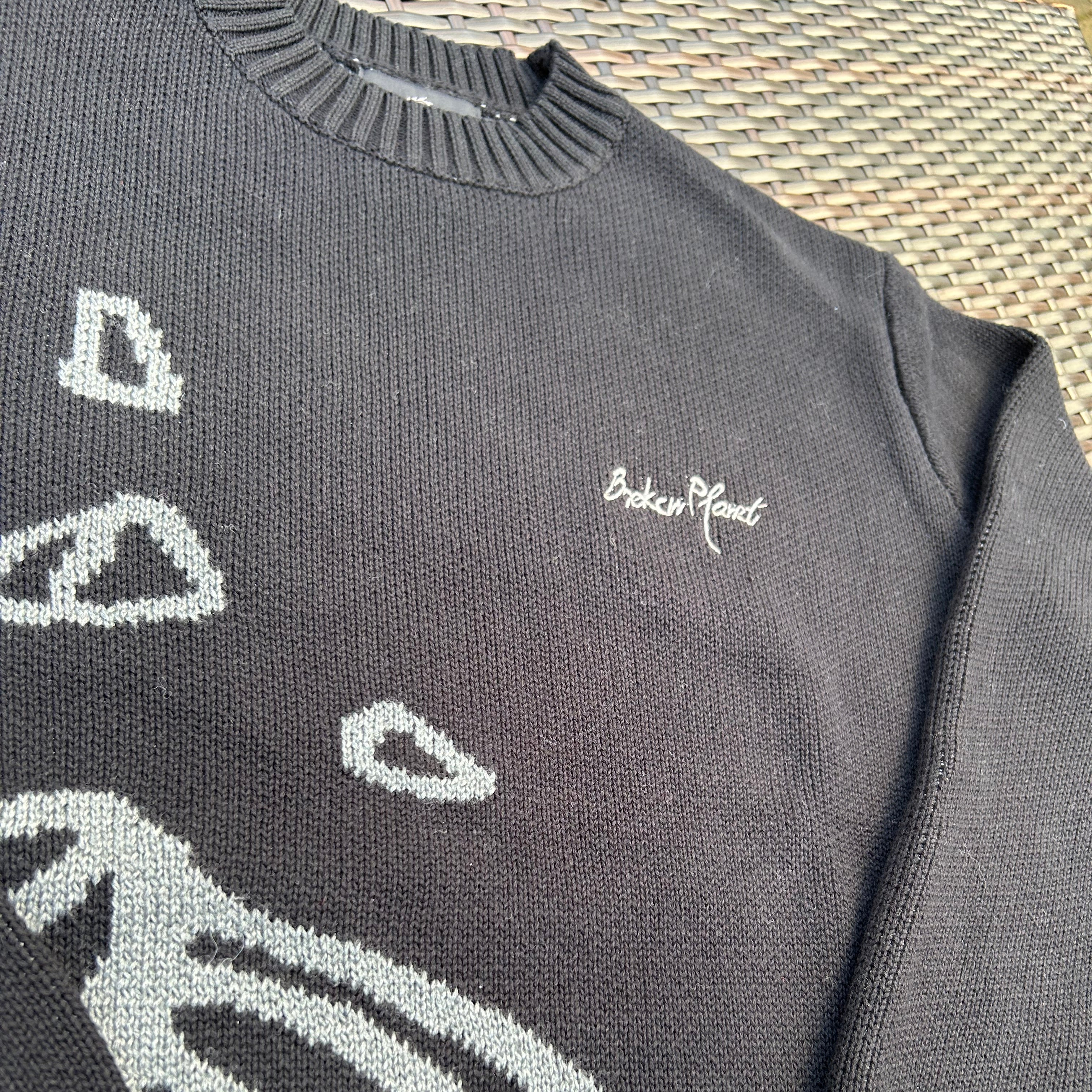 Broken Planet Midnight Black Knit Sweatshirt
