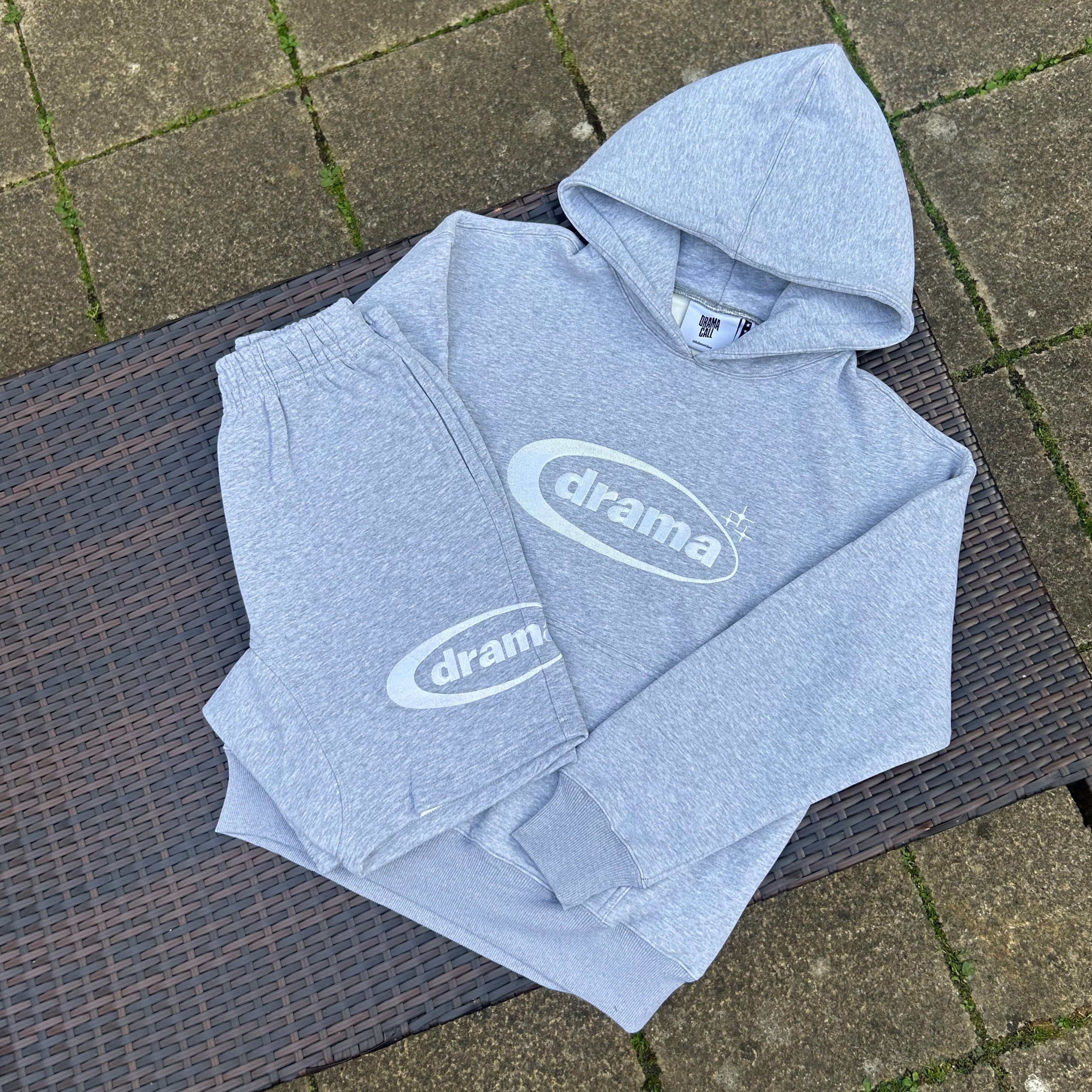 Drama Call Grey/White Shorts Set