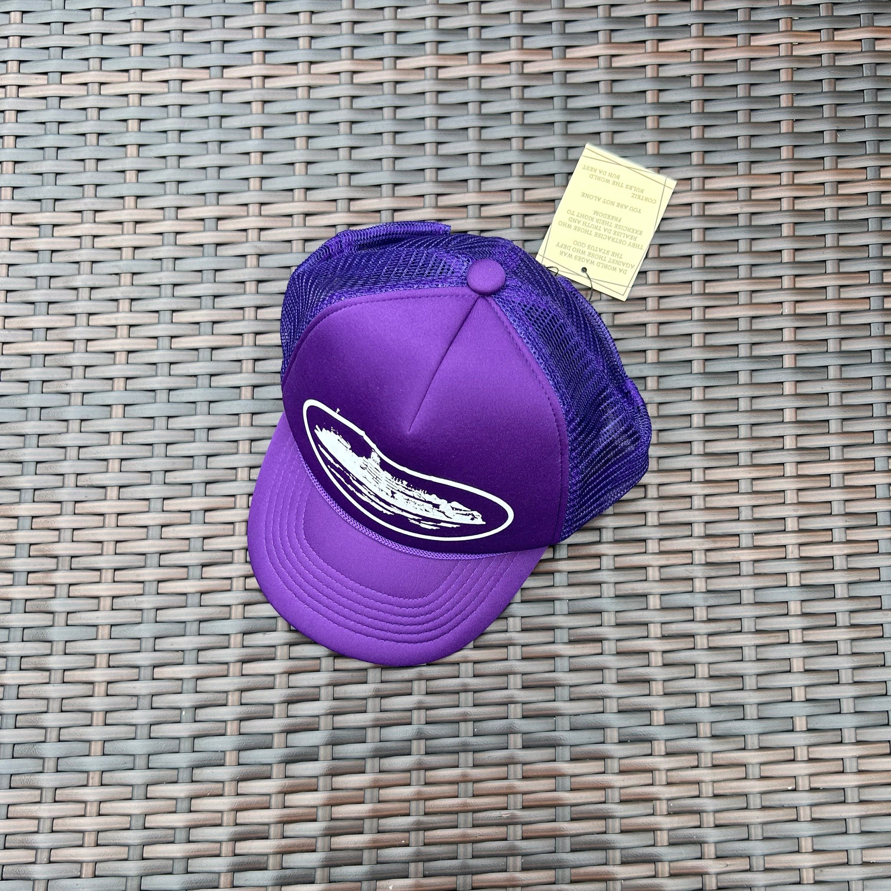 Corteiz Purple/White "Alcatraz" Trucker Hat