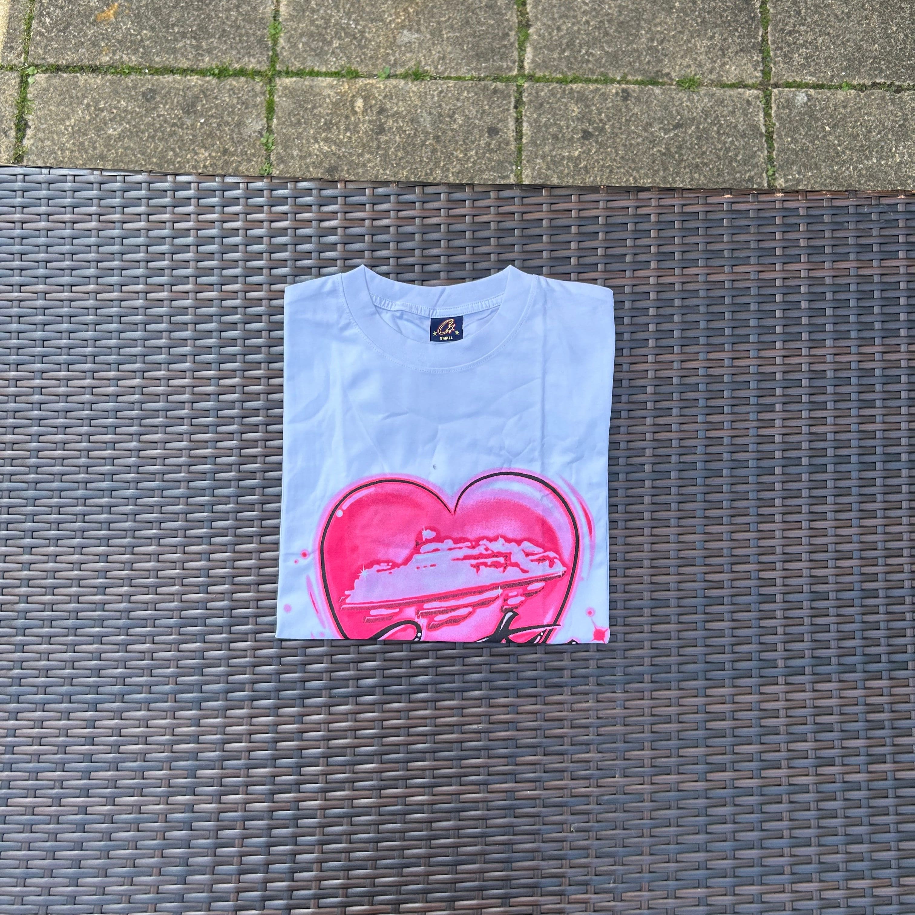 Corteiz White/Pink Heart T Shirt