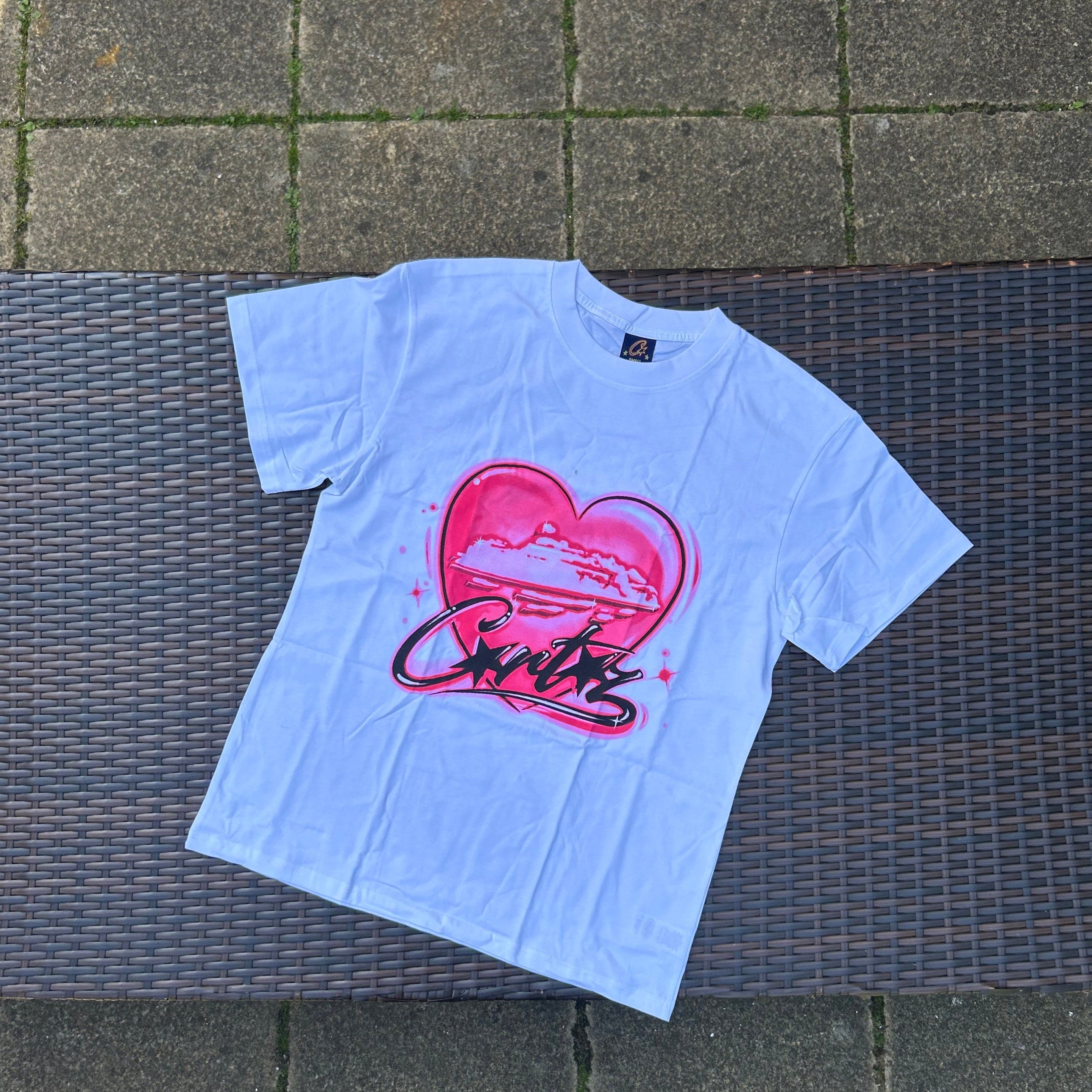Corteiz White/Pink Heart T Shirt
