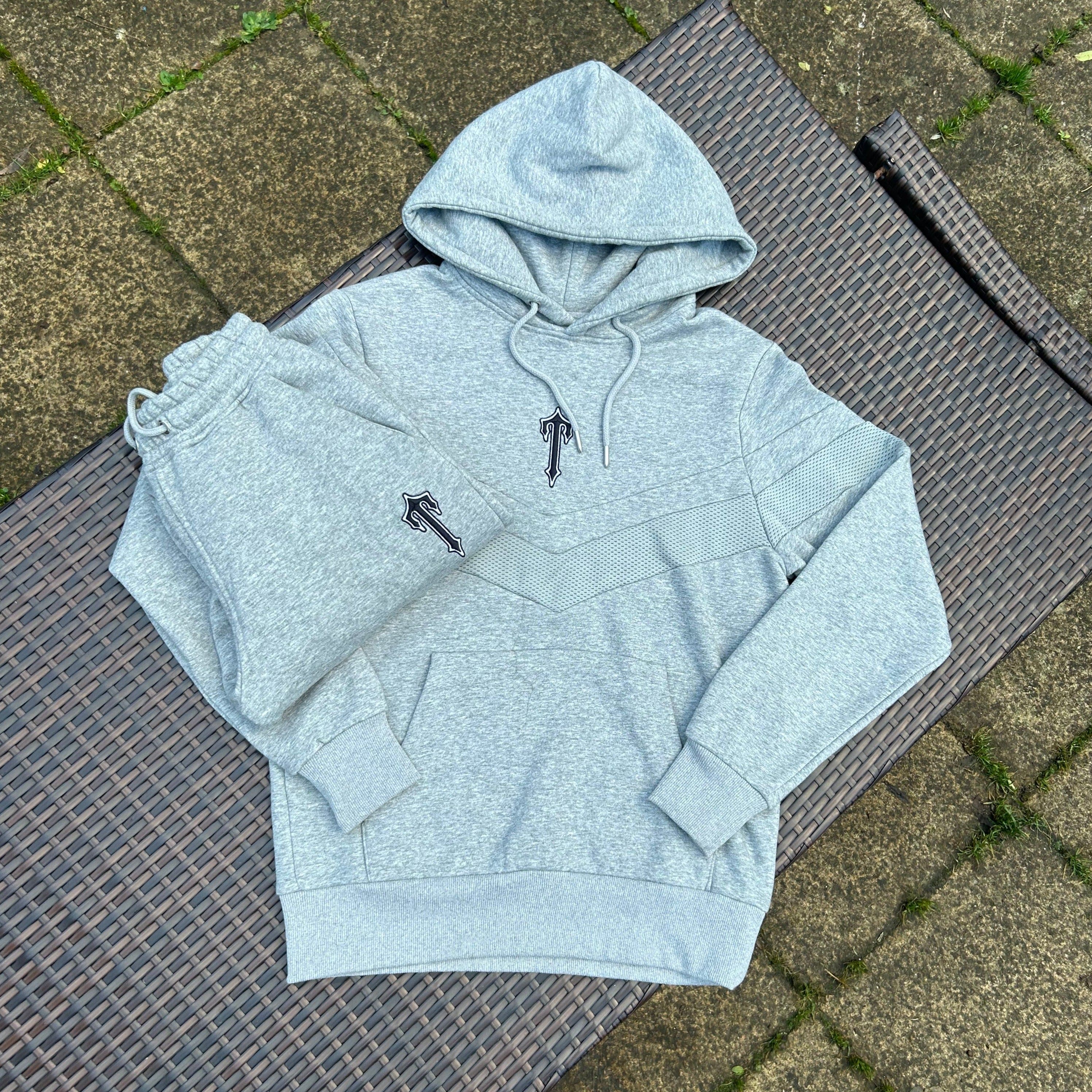 Trapstar Grey/Black "V Stripe" Hooded Tracksuit