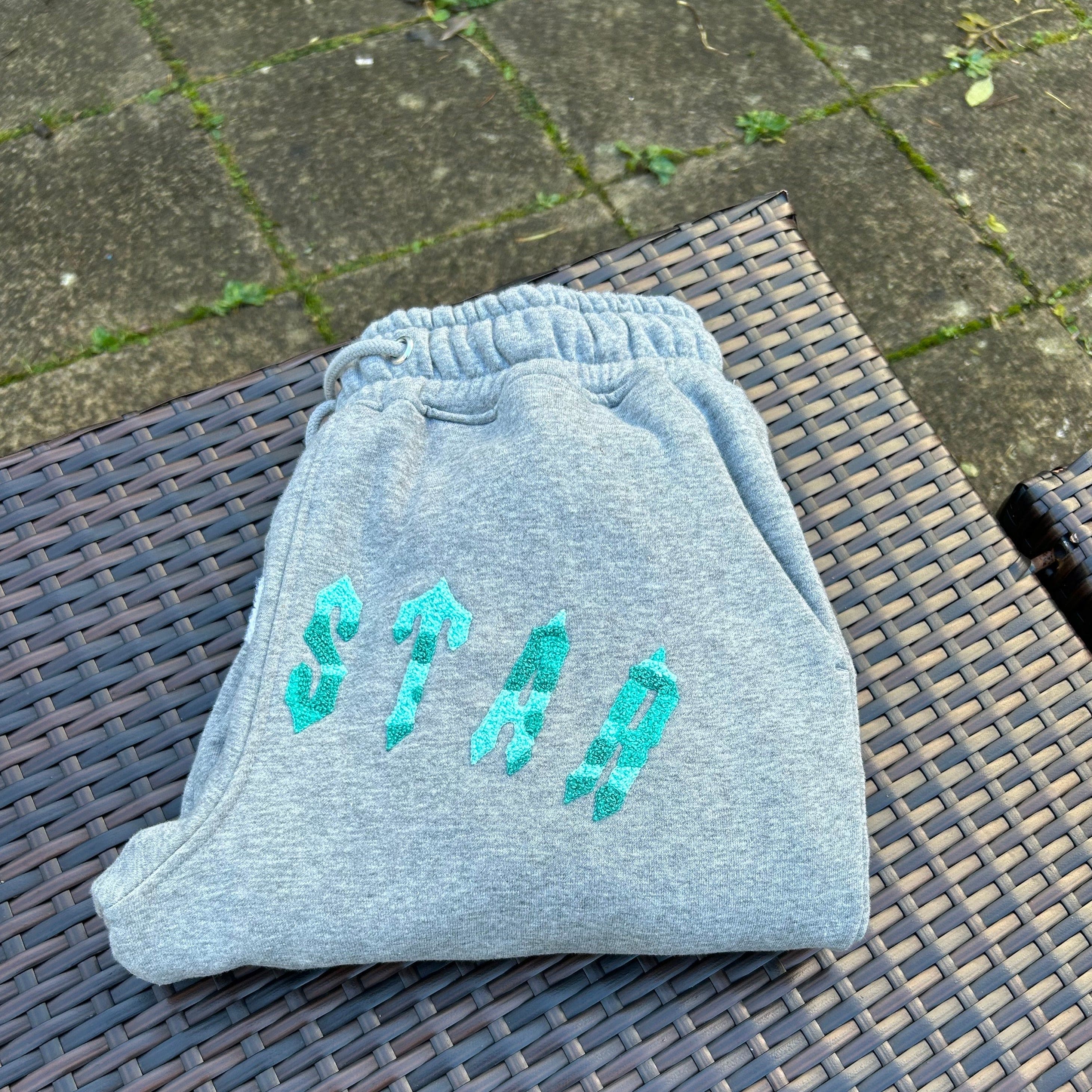 Trapstar Grey/ Sea Blue Irongate Chenille Arch Hooded Tracksuit