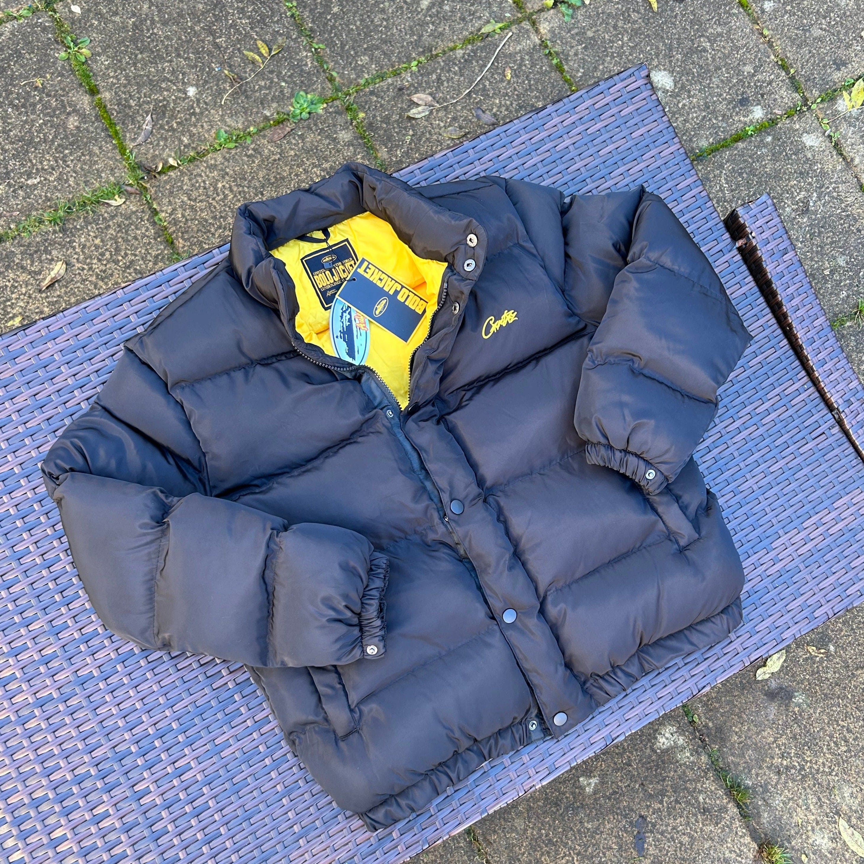 Corteiz Black/Yellow "Bolo" Puffer Jacket