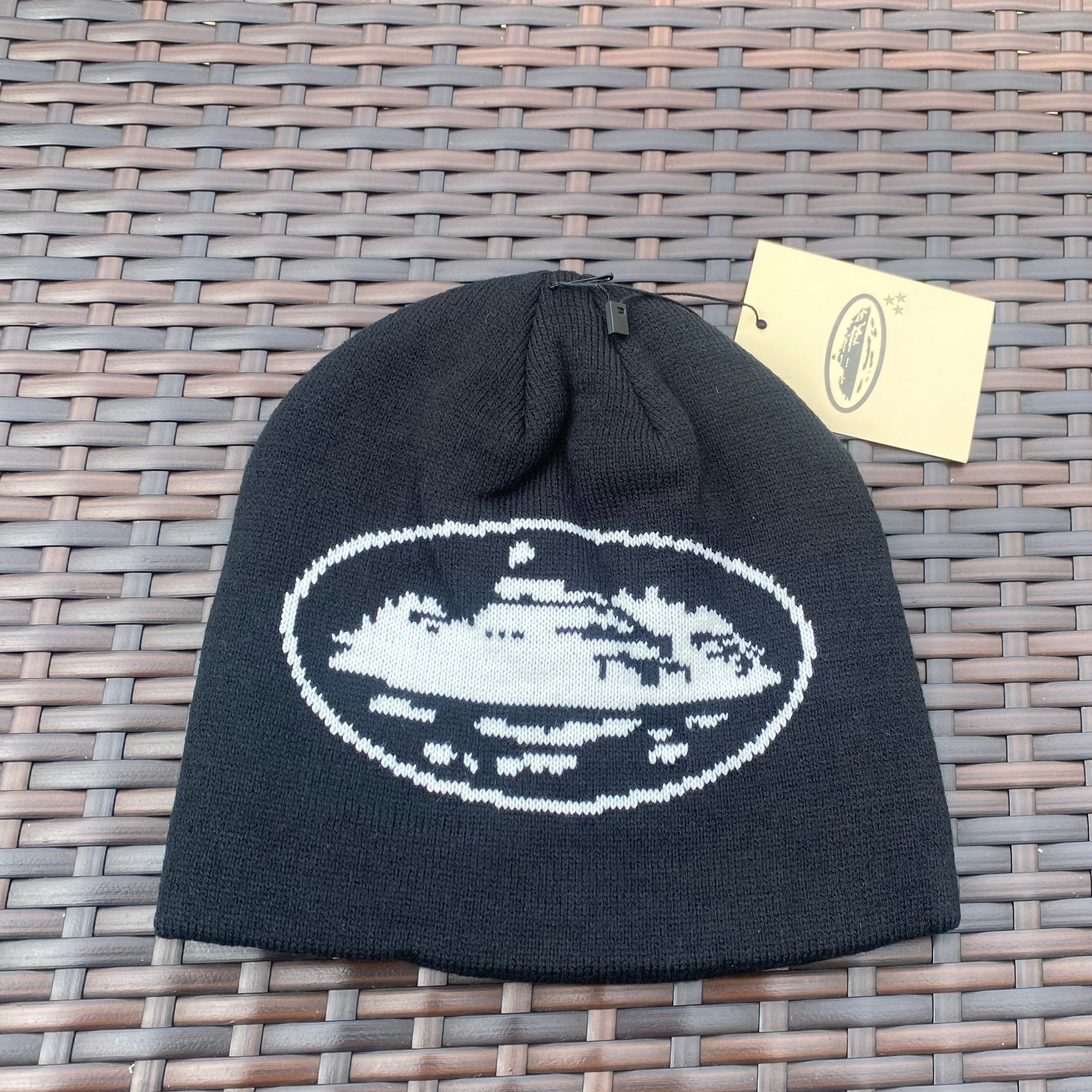 Corteiz Black/White "Alcatraz" Beanie