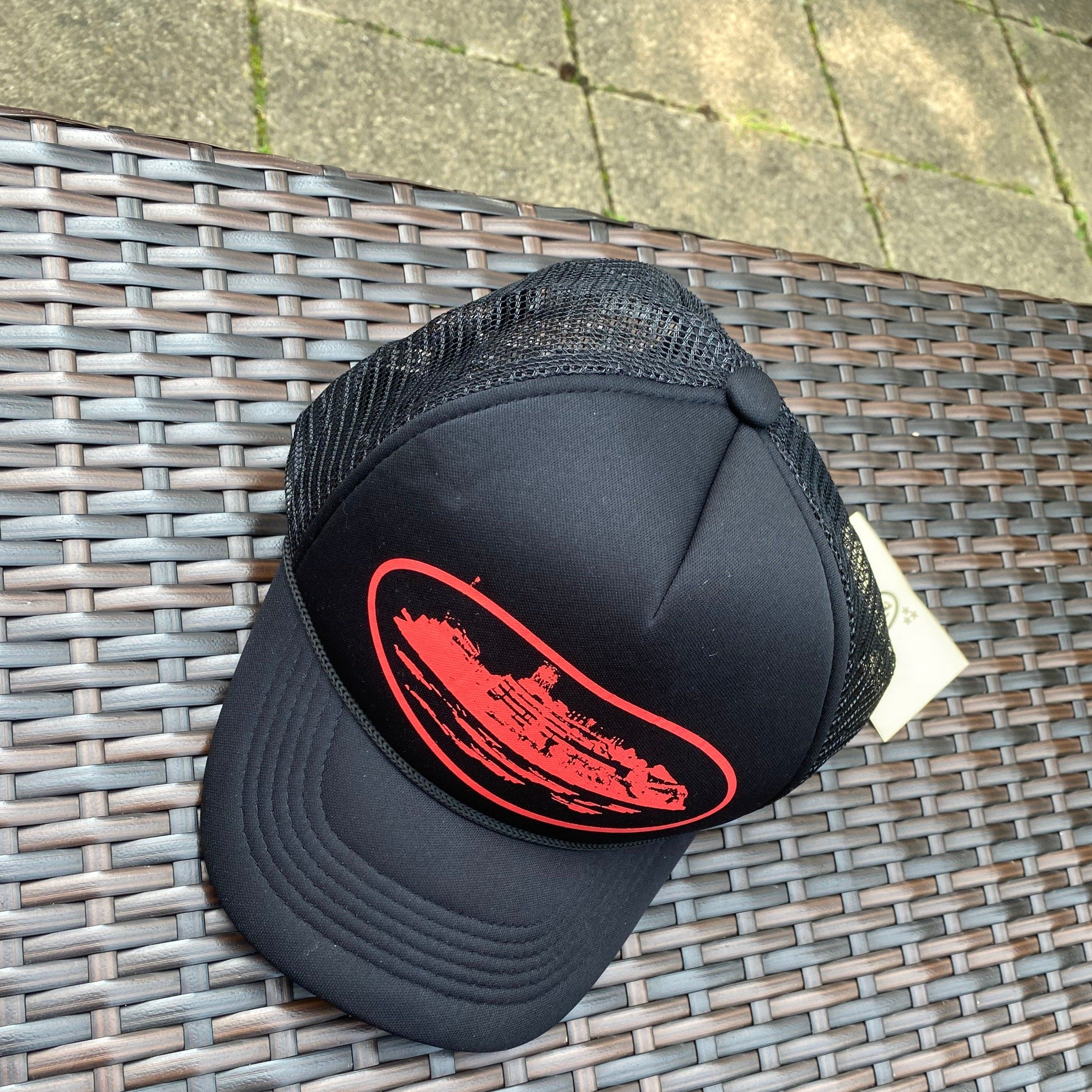 Red and best sale black trucker hat