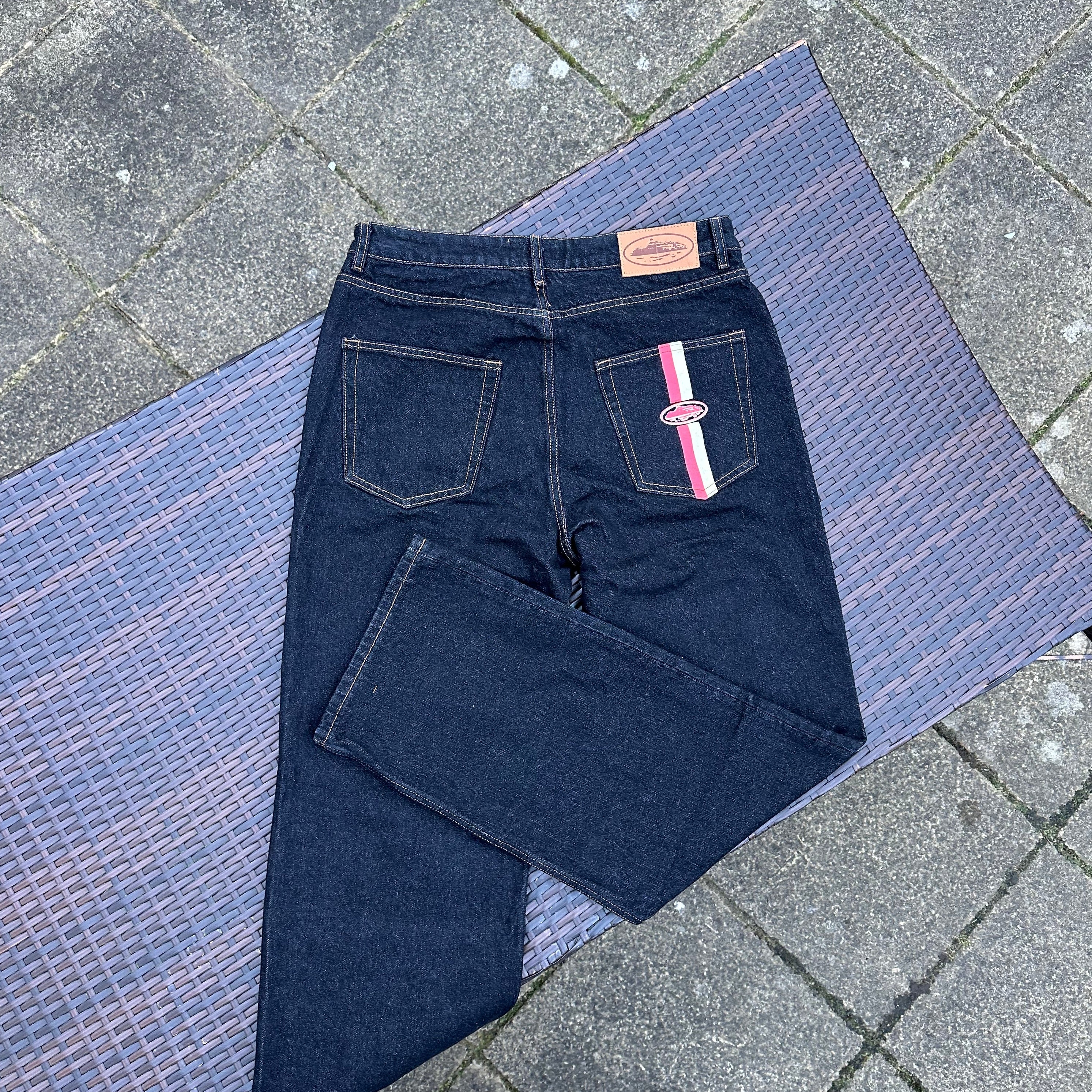 Corteiz 'Black Wash' Dual Stripe Baggy Jeans