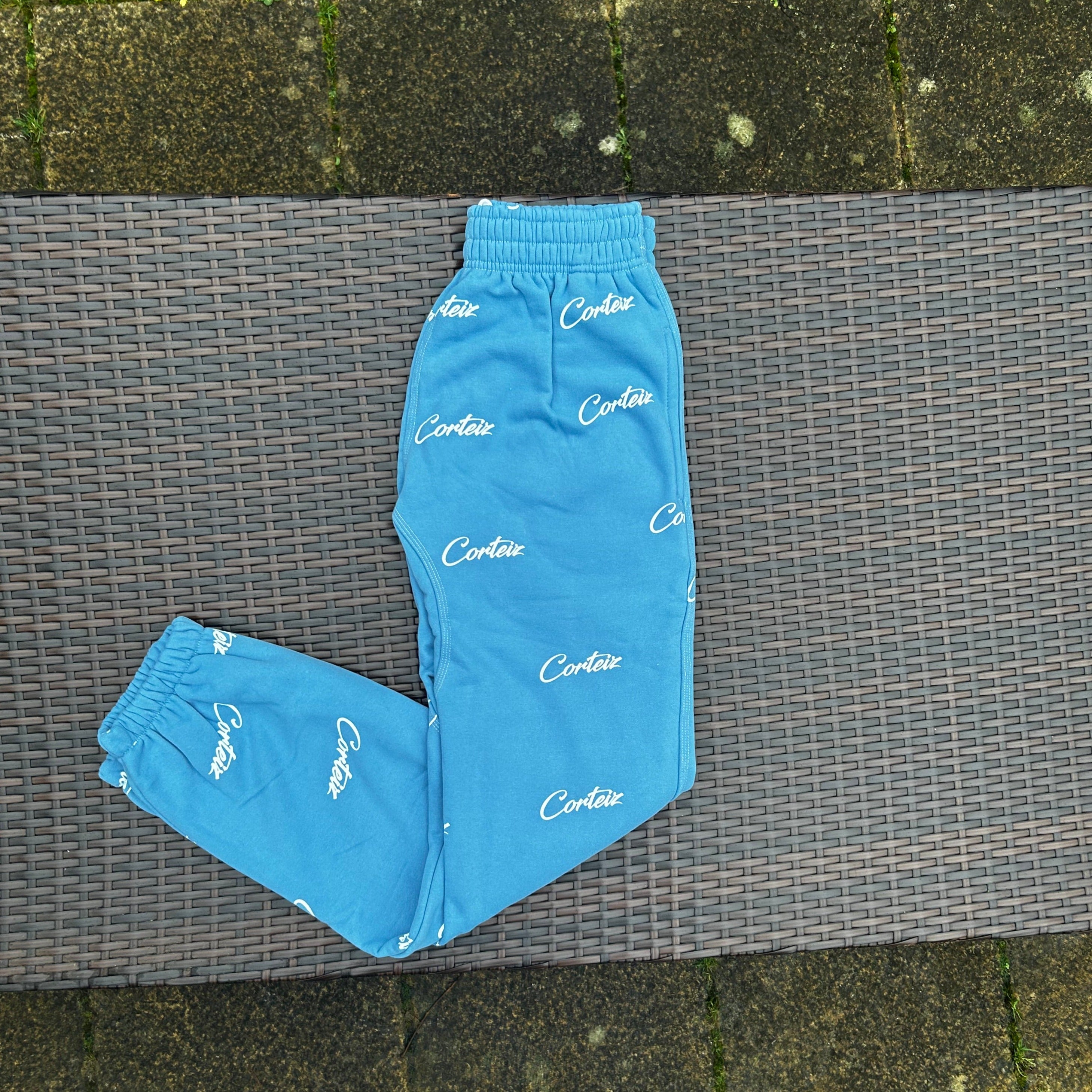 Corteiz Baby Blue/White "Print" Joggers