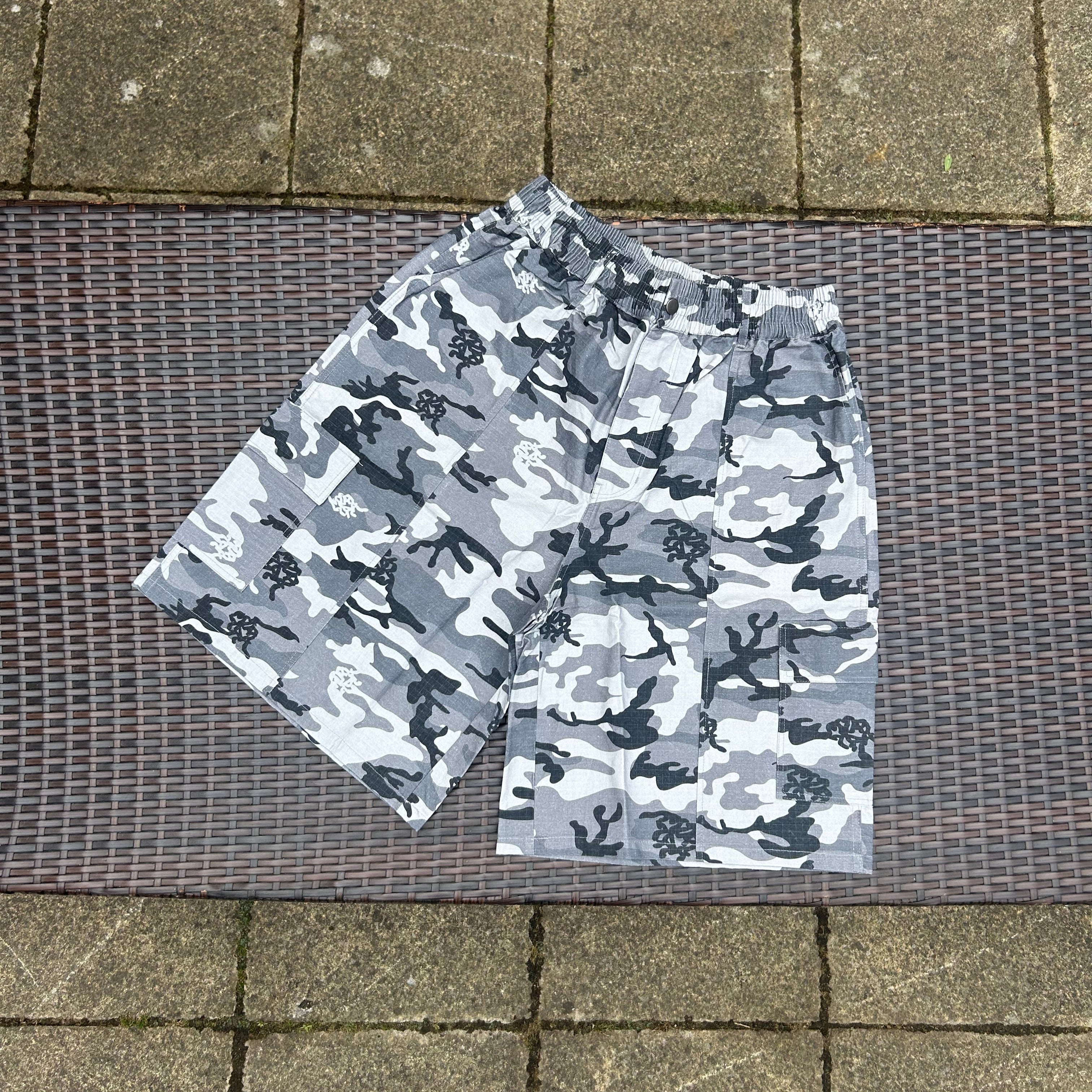 Mertra Grey Camo Ripstop Cargo Shorts