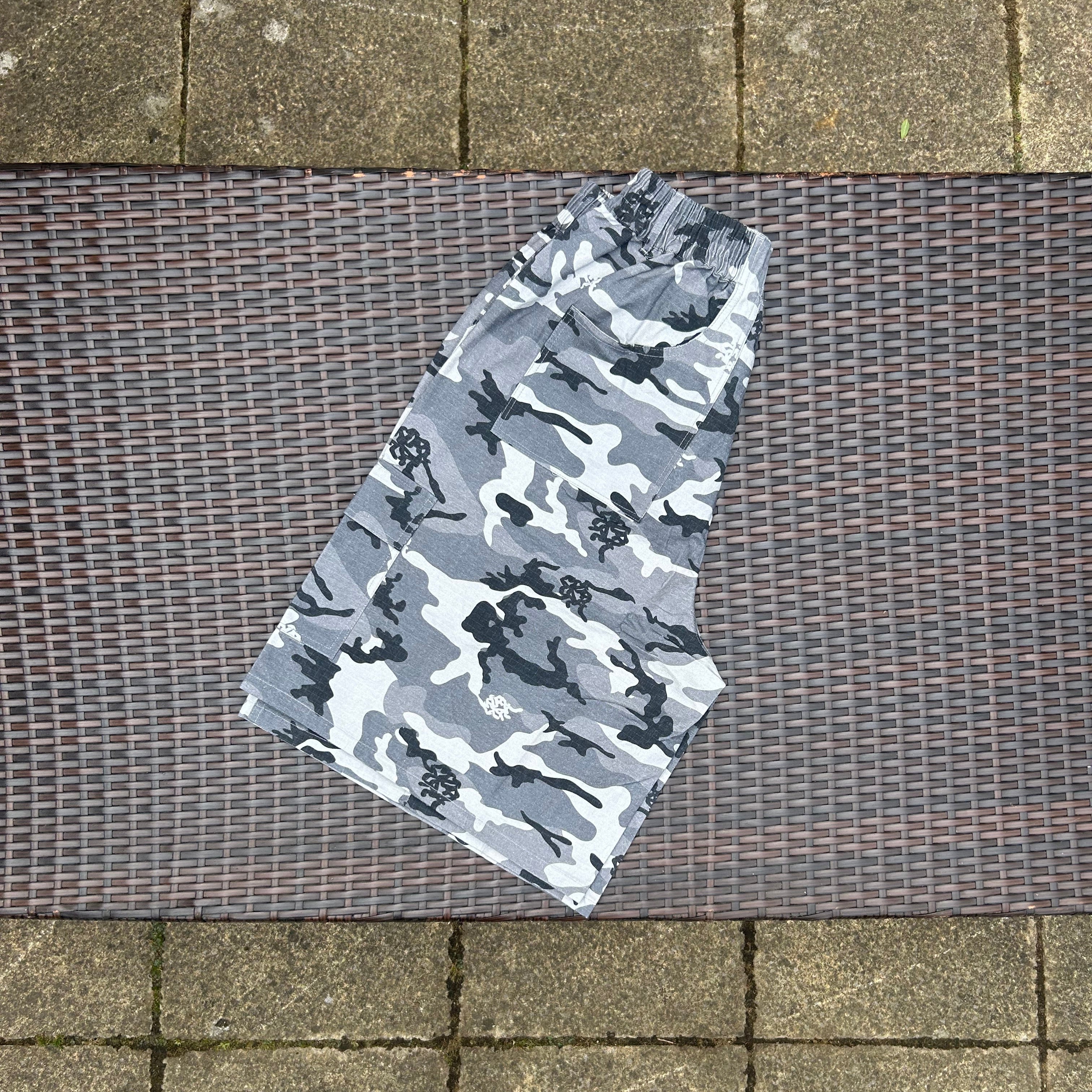 Mertra Grey Camo Ripstop Cargo Shorts