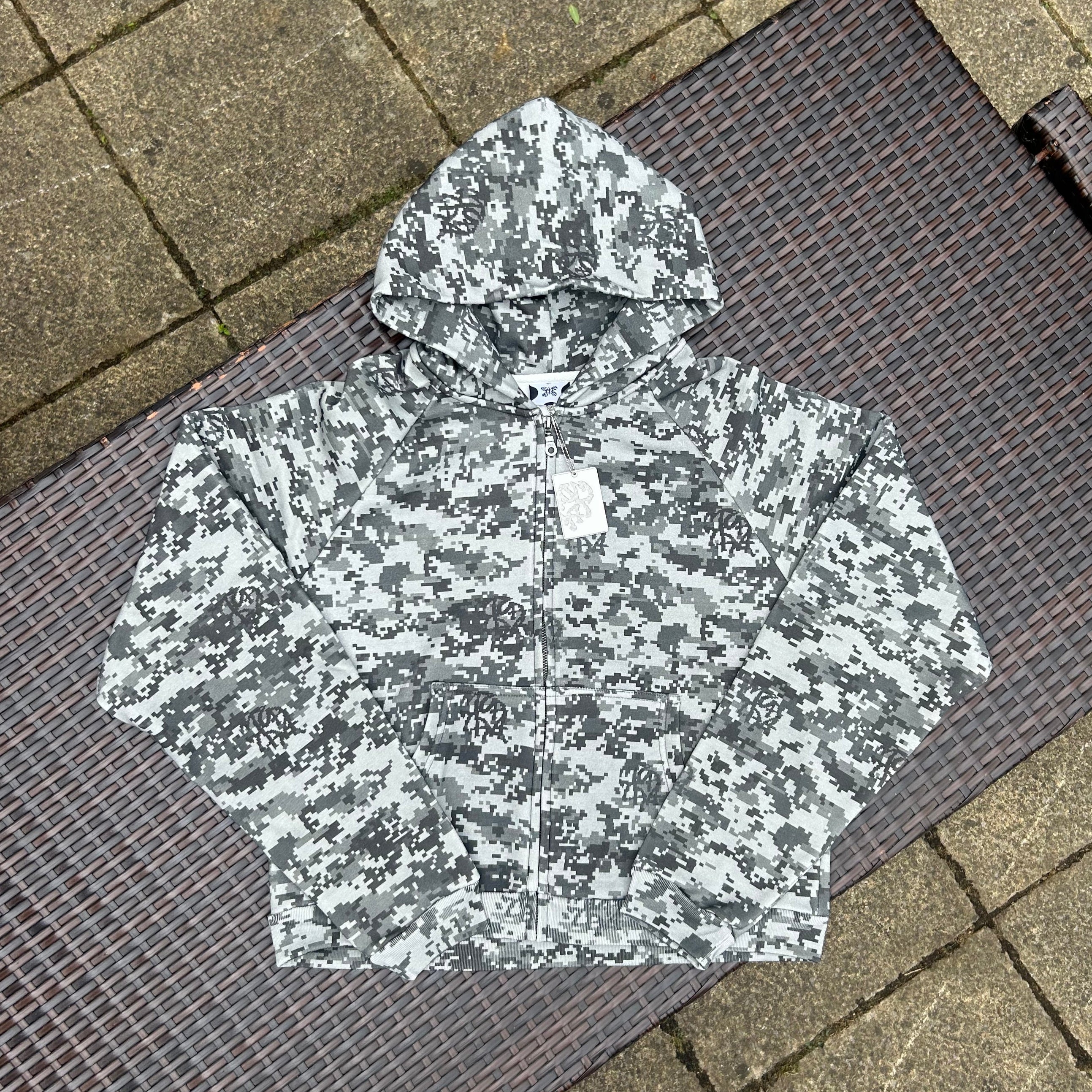 Mertra Grey Camo Glitch Hoodie