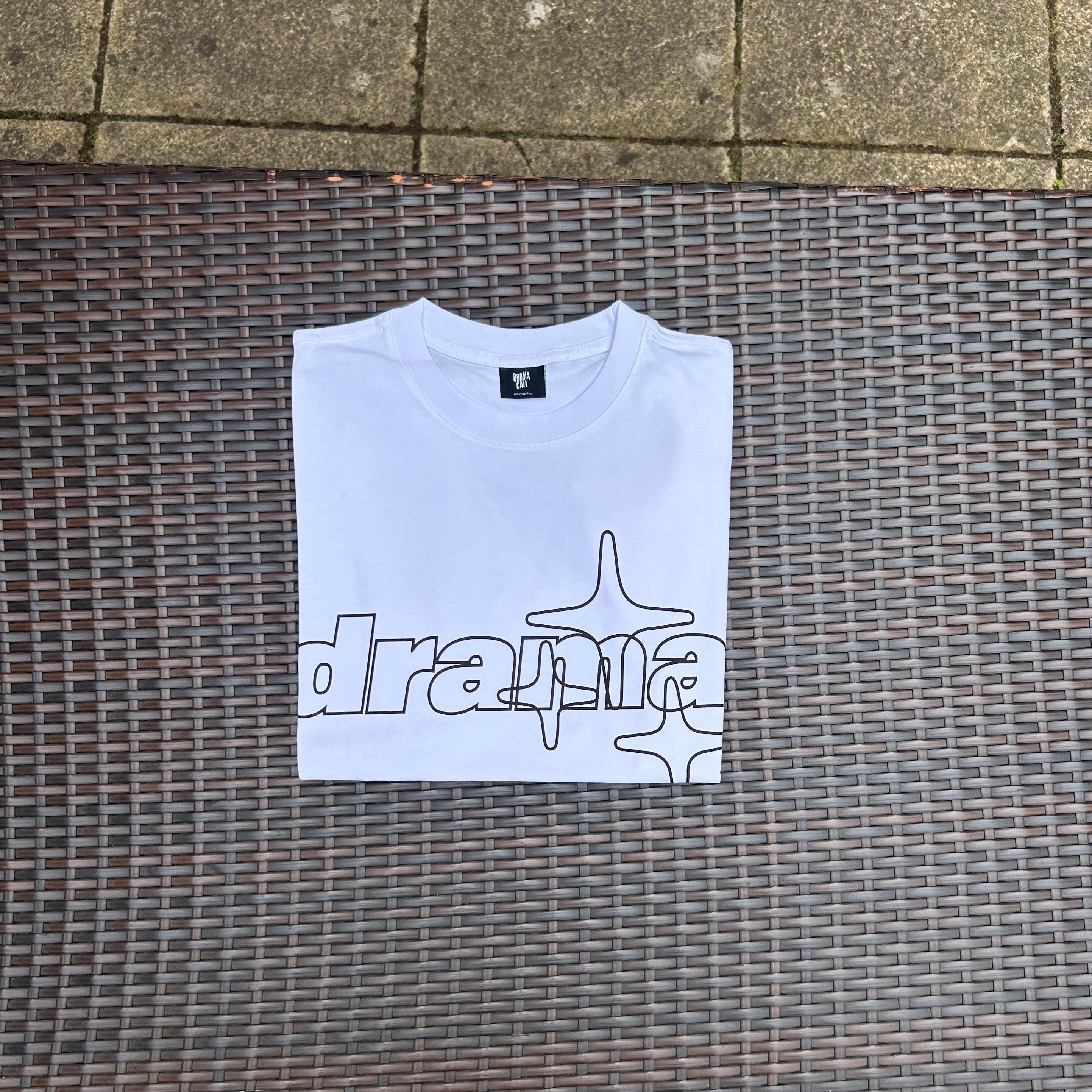 Drama Call White/Black Logo T Shirt