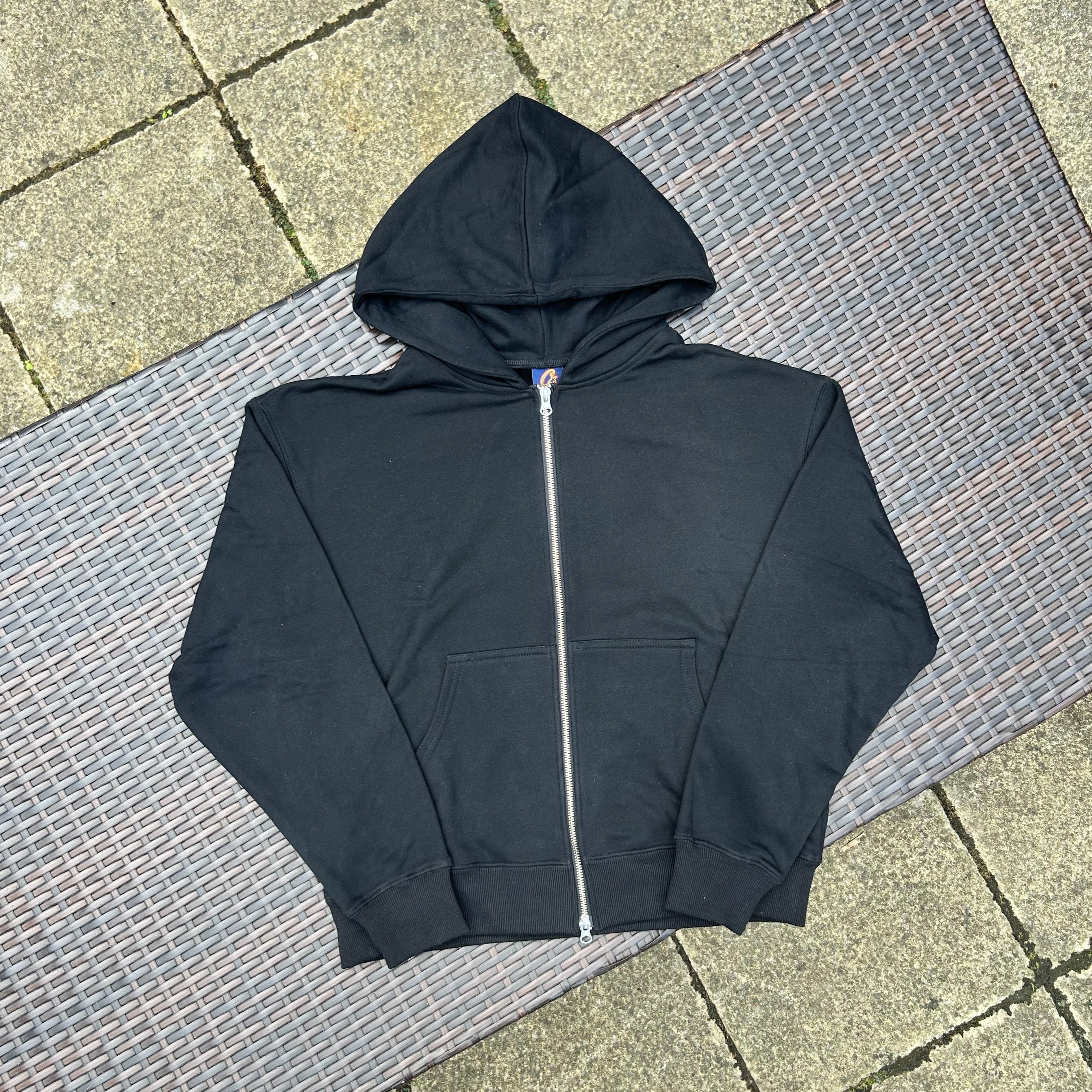 Corteiz Black/White "Alcatraz Mixed Panel" Zip Up Hoodie