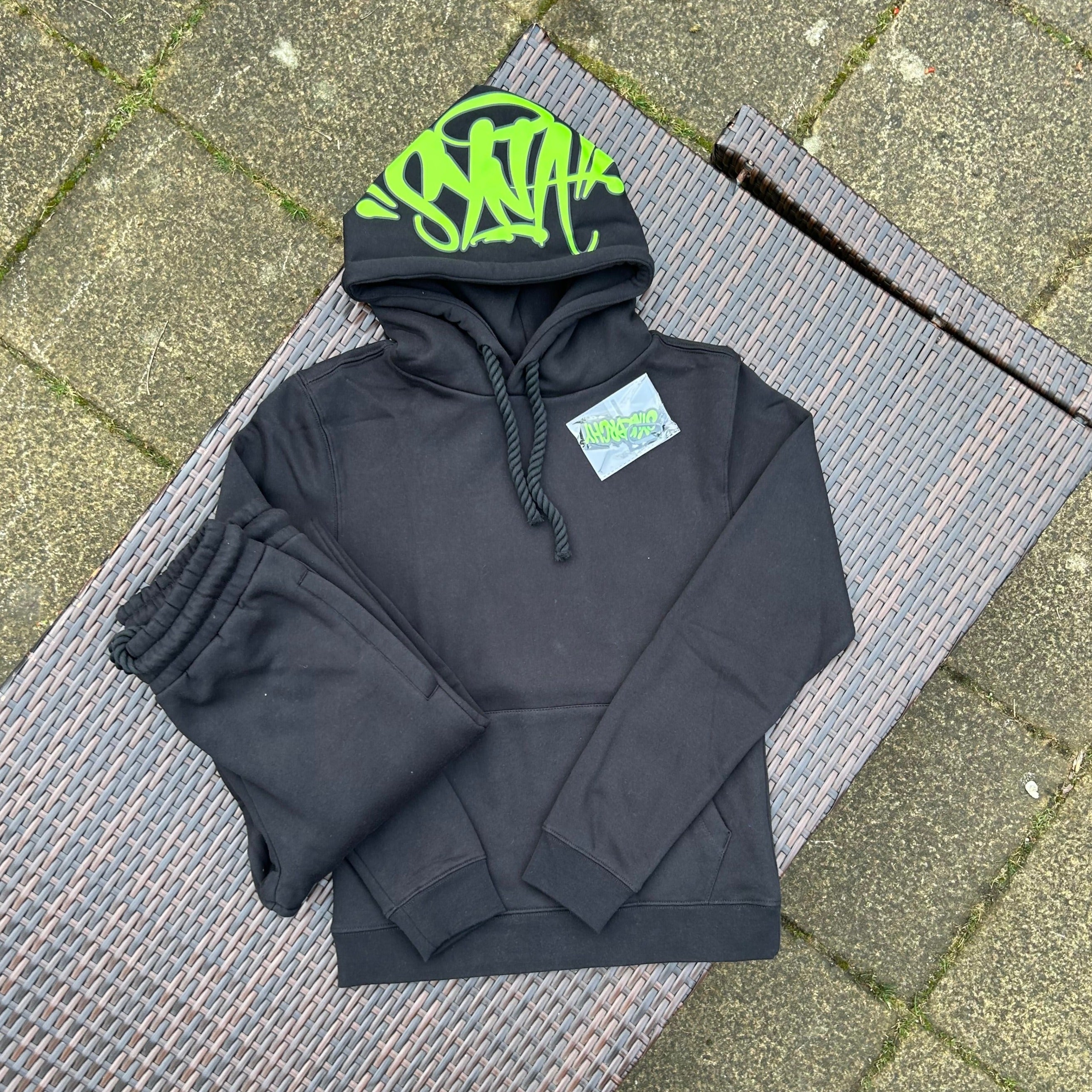 Black and lime green sweatsuit sale