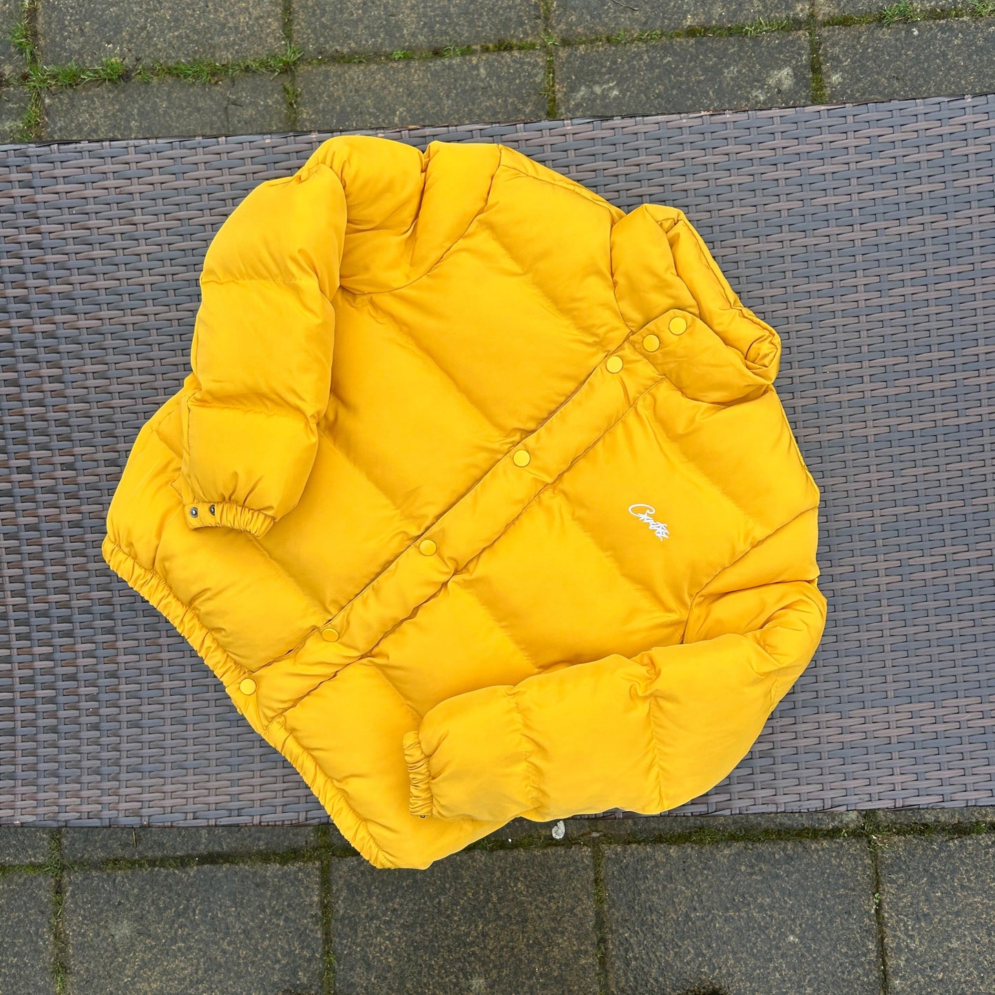 Corteiz Yellow/White "Bolo" Puffer Jacket