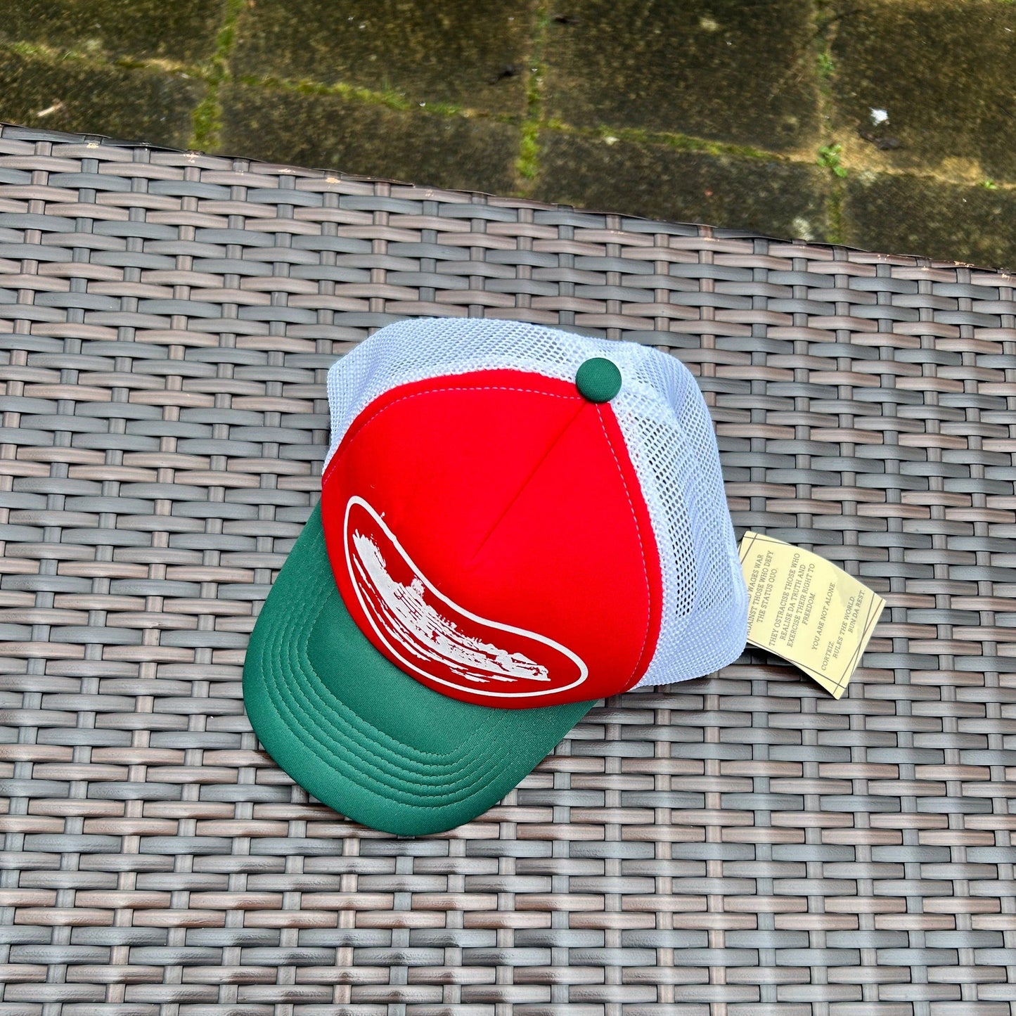 Corteiz Red/Green/White "Alcatraz" Trucker Hat