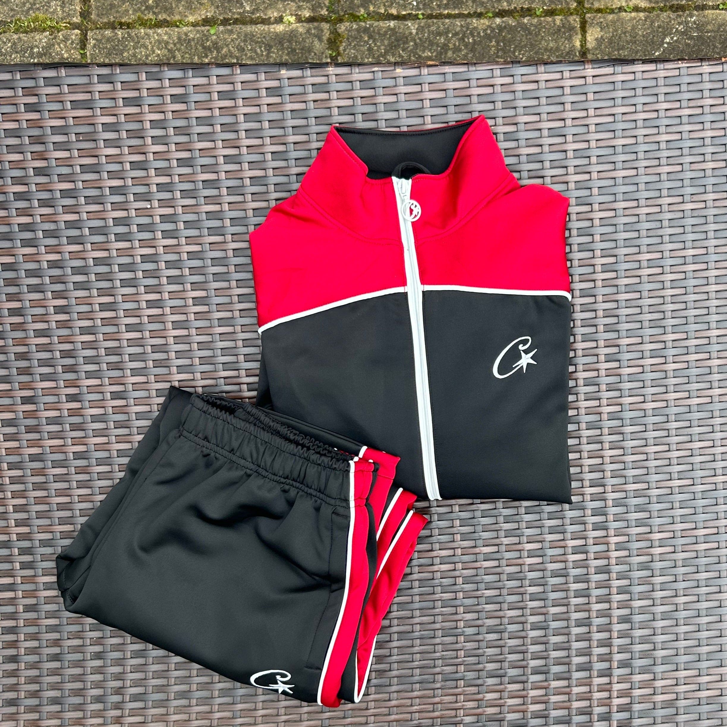 Corteiz Black/Red "Shotta" Tracksuit