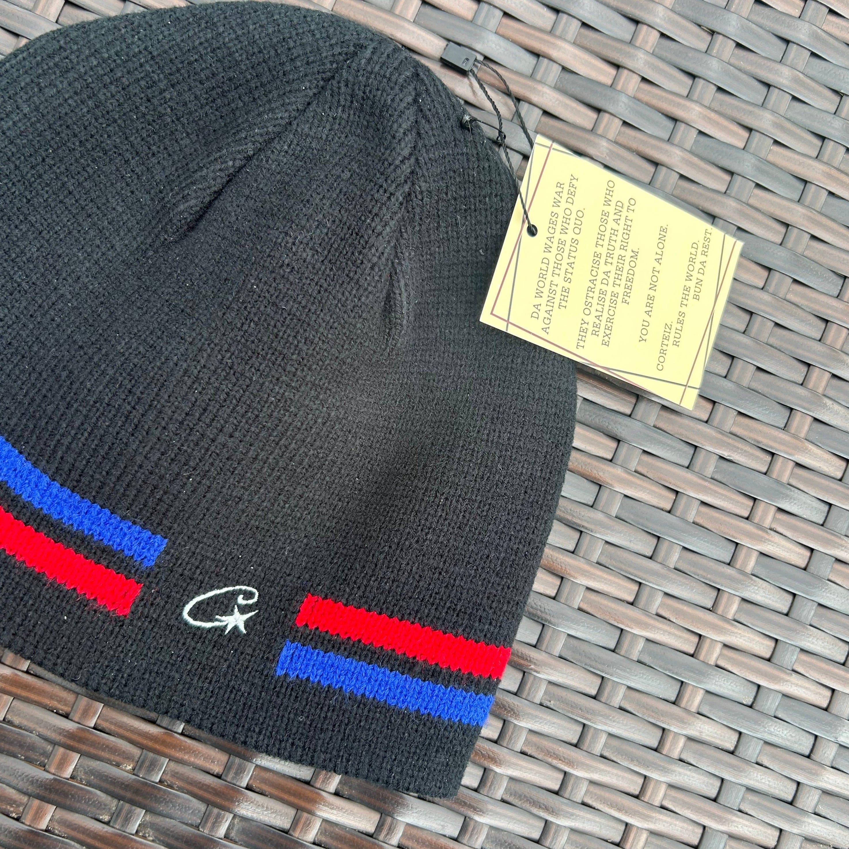 Corteiz Black/Red/Blue VVS Knit Beanie