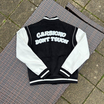Carsicko Black/White "Don't Touch" Varsity Jacket